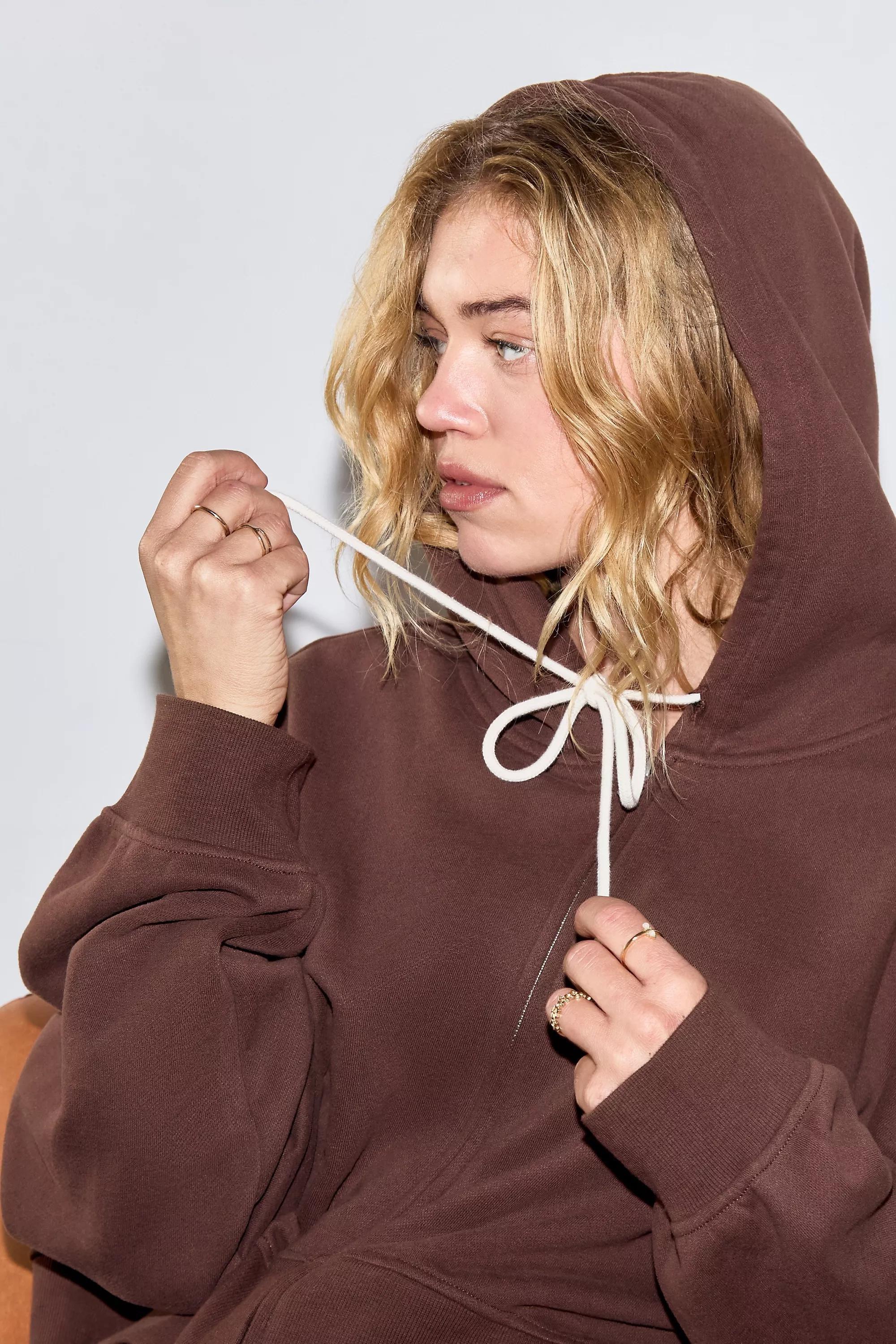 Brown Out From Under Hoxton Cropped Zip Up Hoodie, CHOC, large image number 1