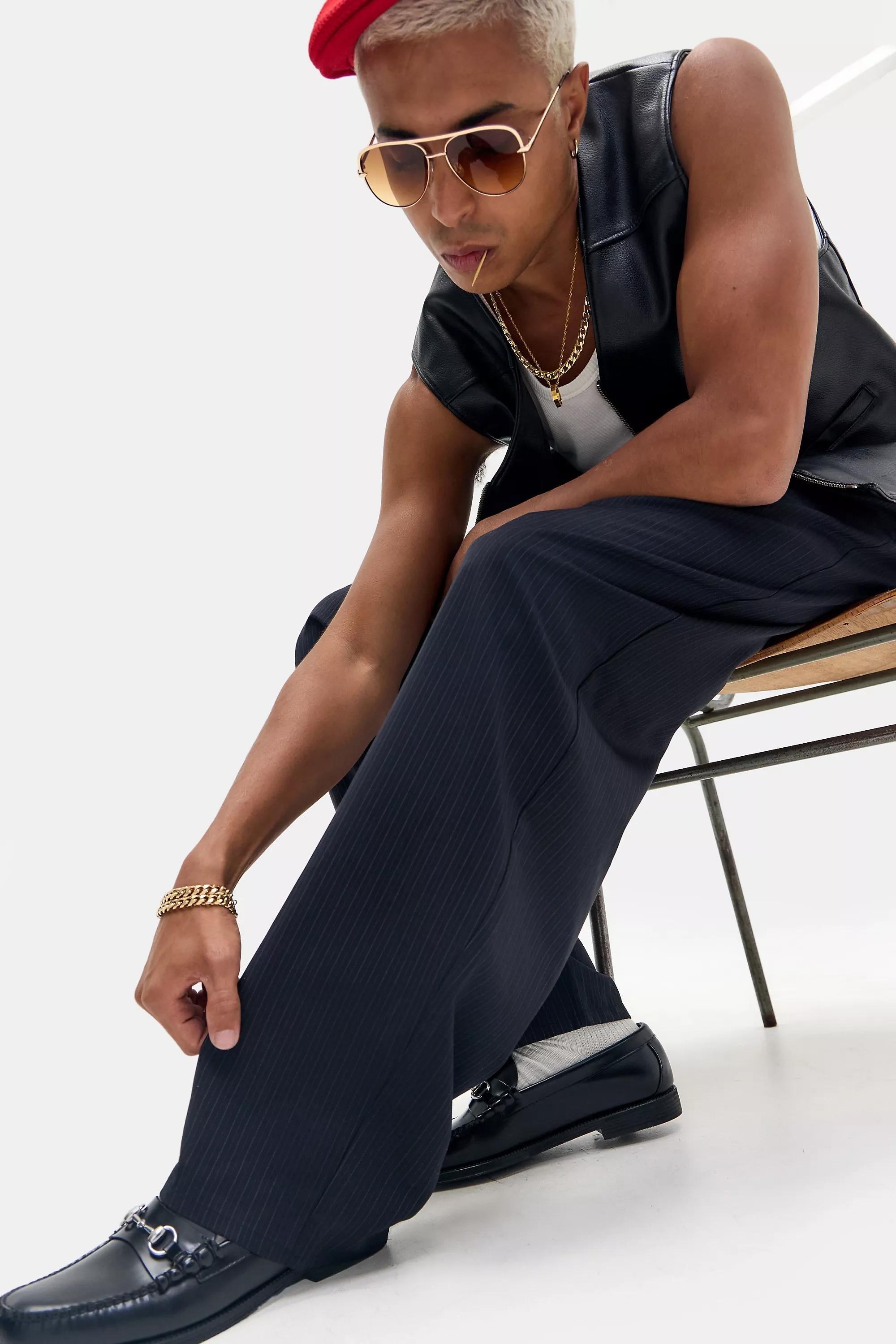 BLACK Loom Greer Smart Pinstripe Trousers, BLK, large image number 4