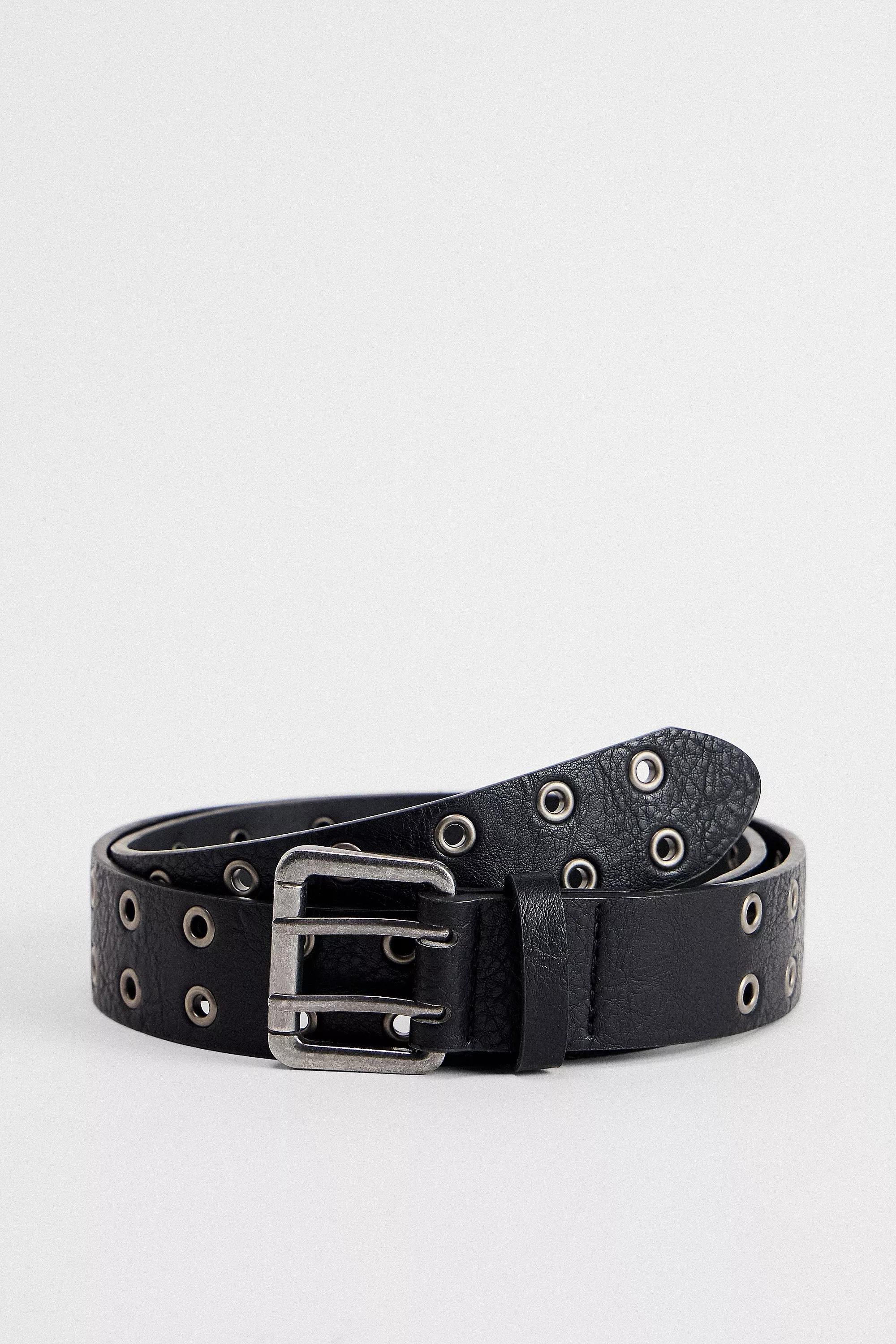 Black Uo Double Eyelet Belt, , large image number 0