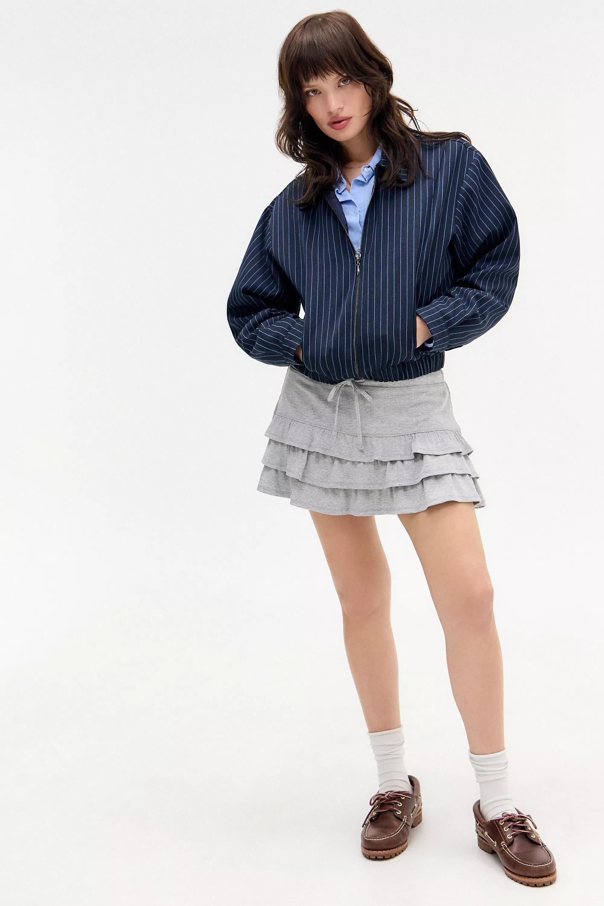 Grey Archive At Uo Rib Mini Rara Skirt, , large image number 0