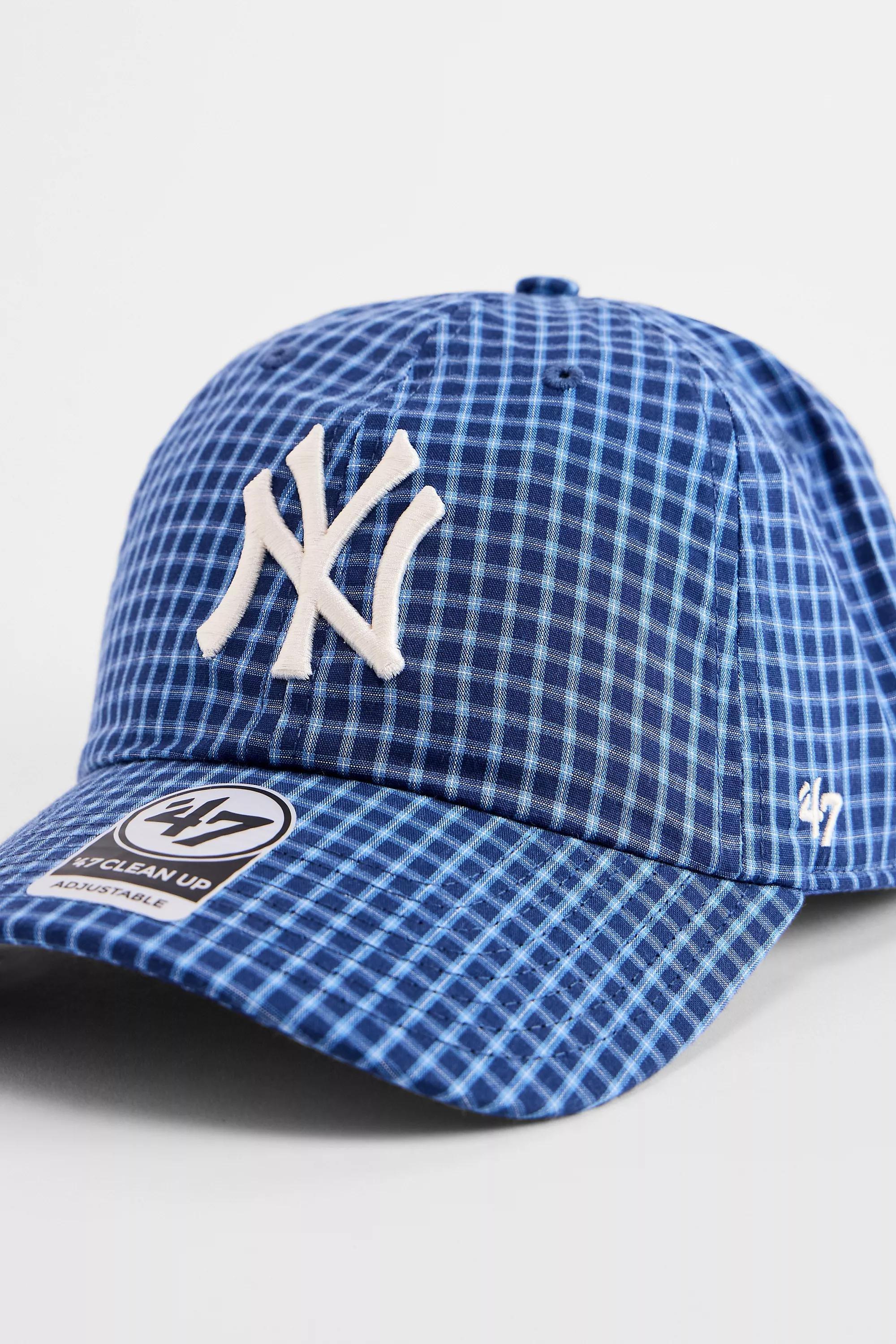 Blue 47 Brand Checked Ny Yankees Baseball Cap, BLUE, large image number 1