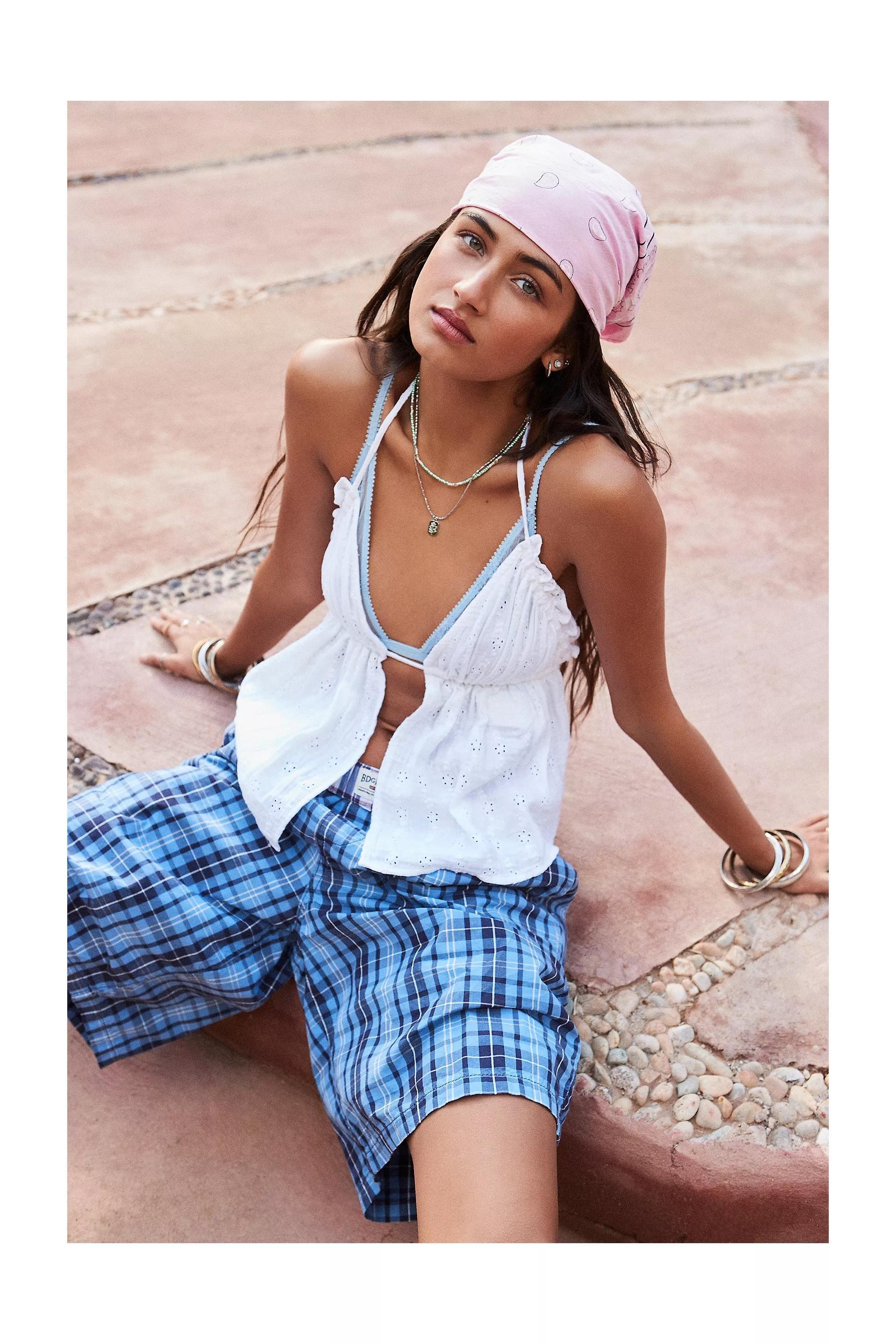 UO Broderie Tie-Back Crop Top, WHT, large image number 0