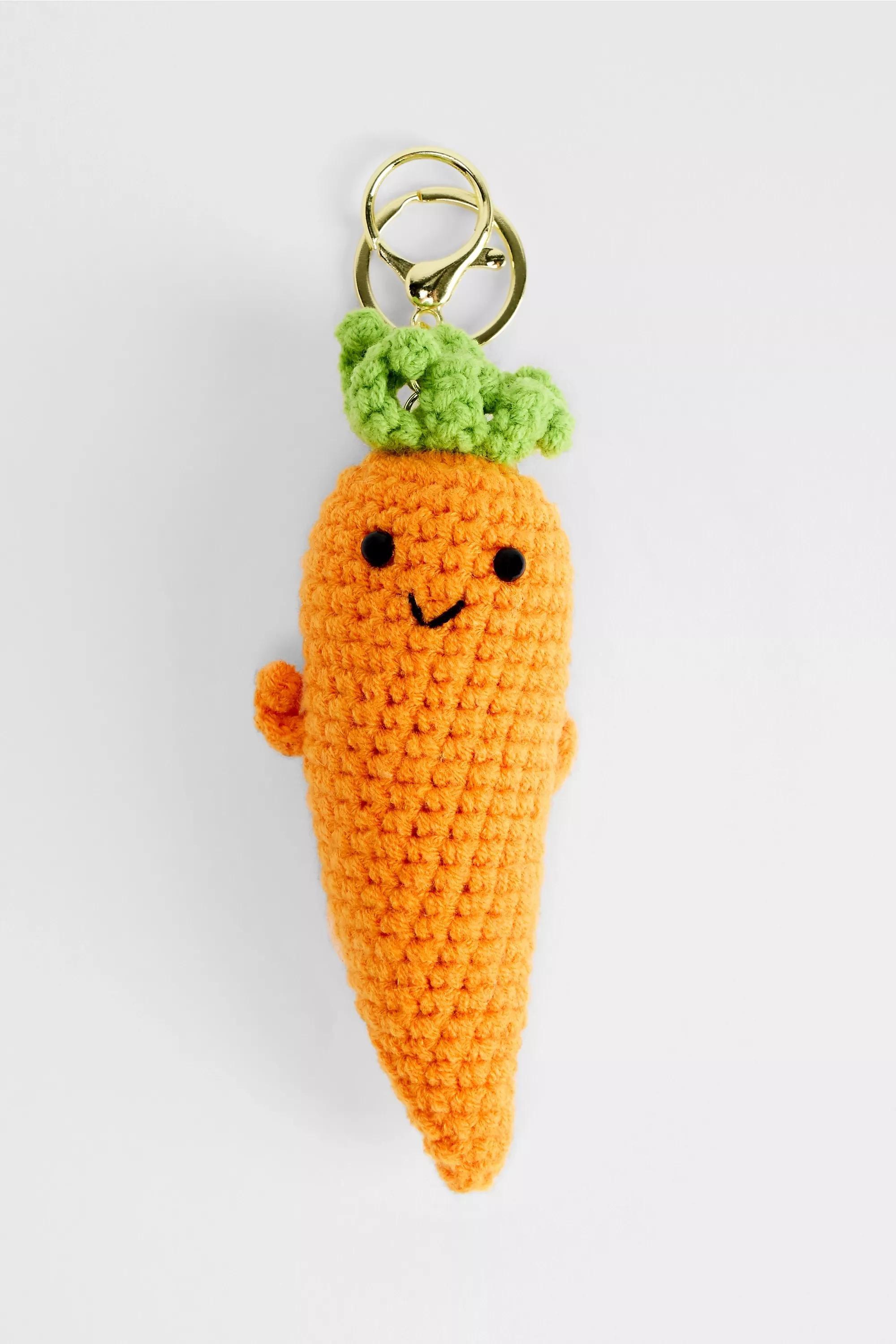 Orange Carrot Knit Keyring, ORANGE, large image number 0