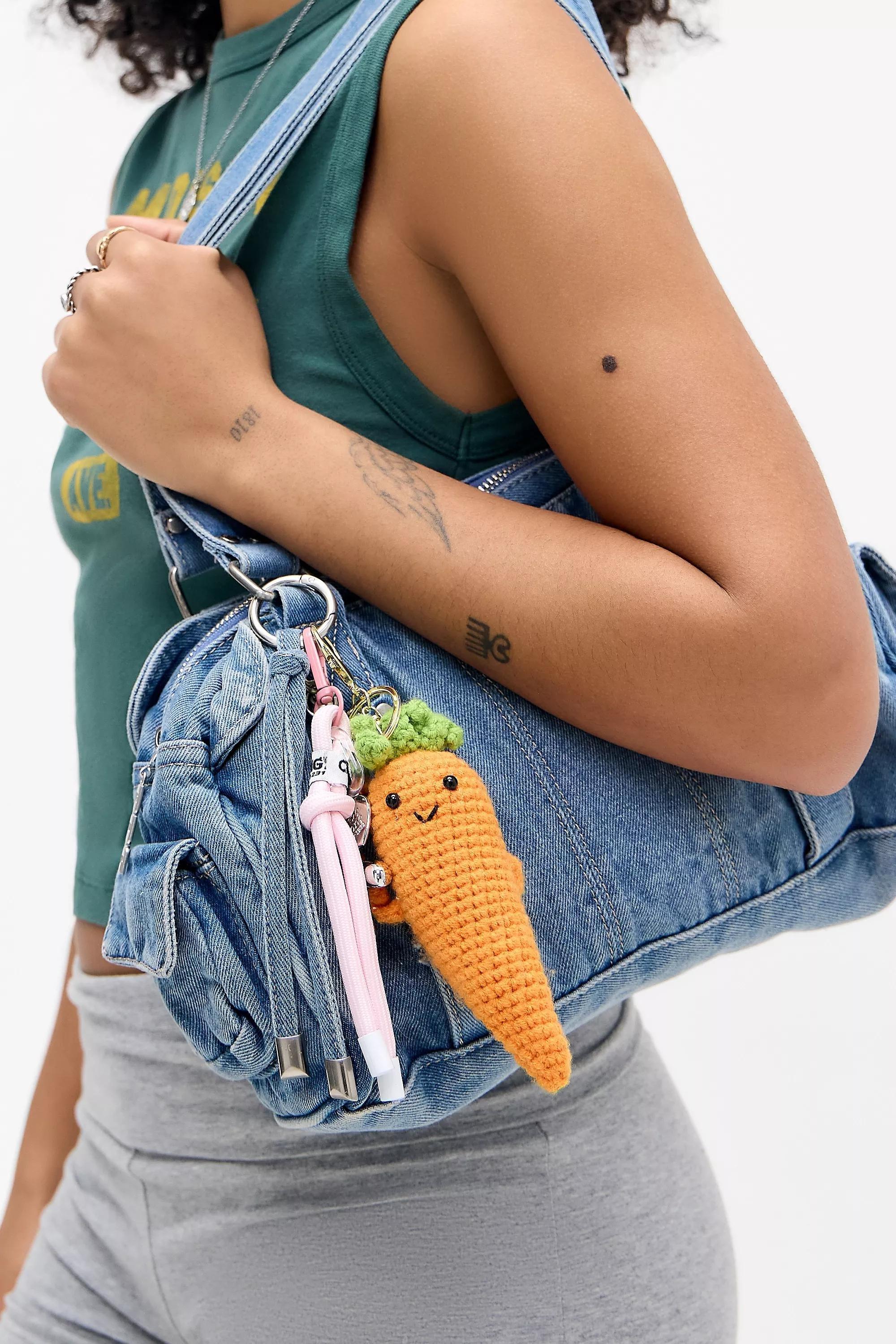 Orange Carrot Knit Keyring, ORANGE, large image number 1