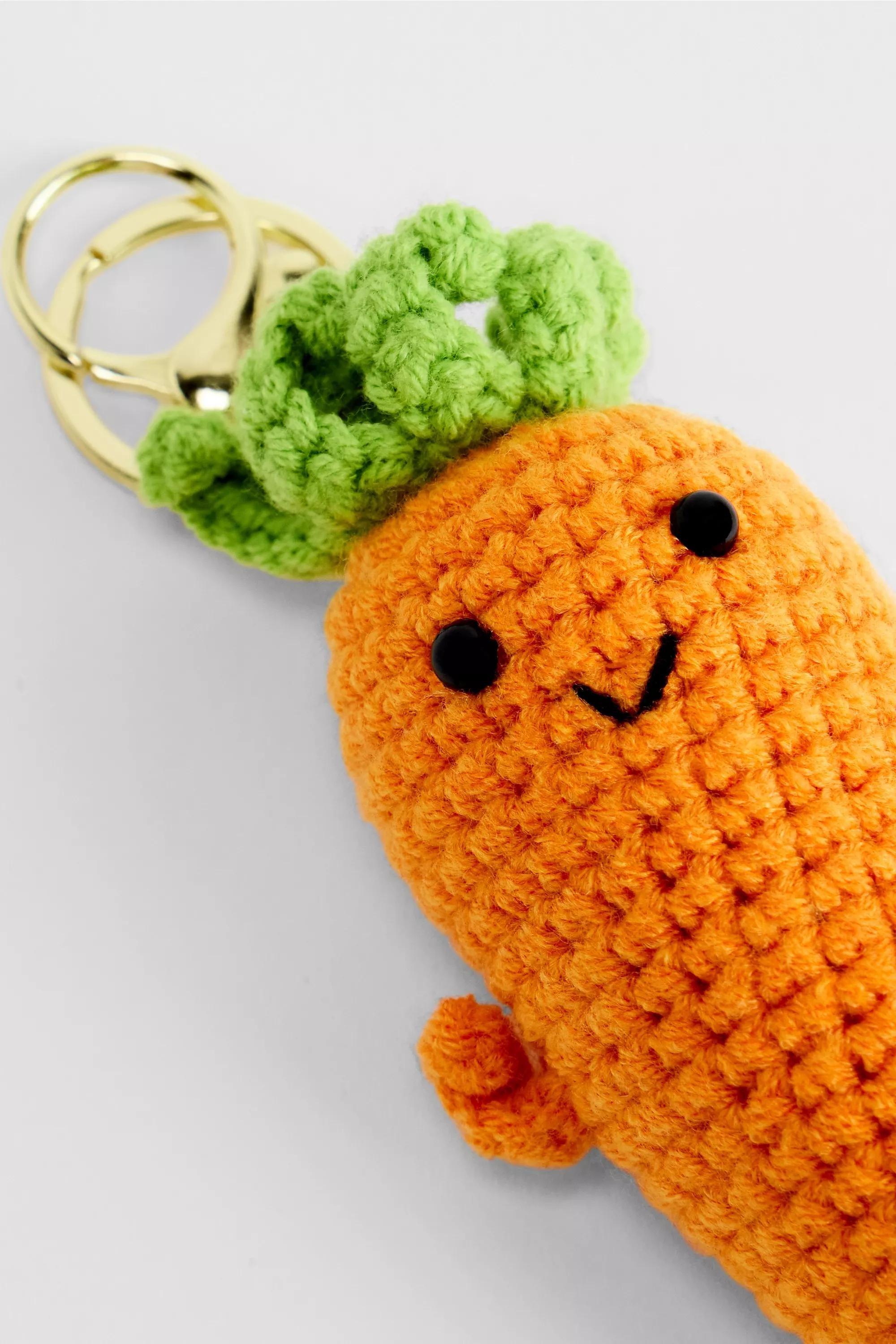 Orange Carrot Knit Keyring, ORANGE, large image number 2