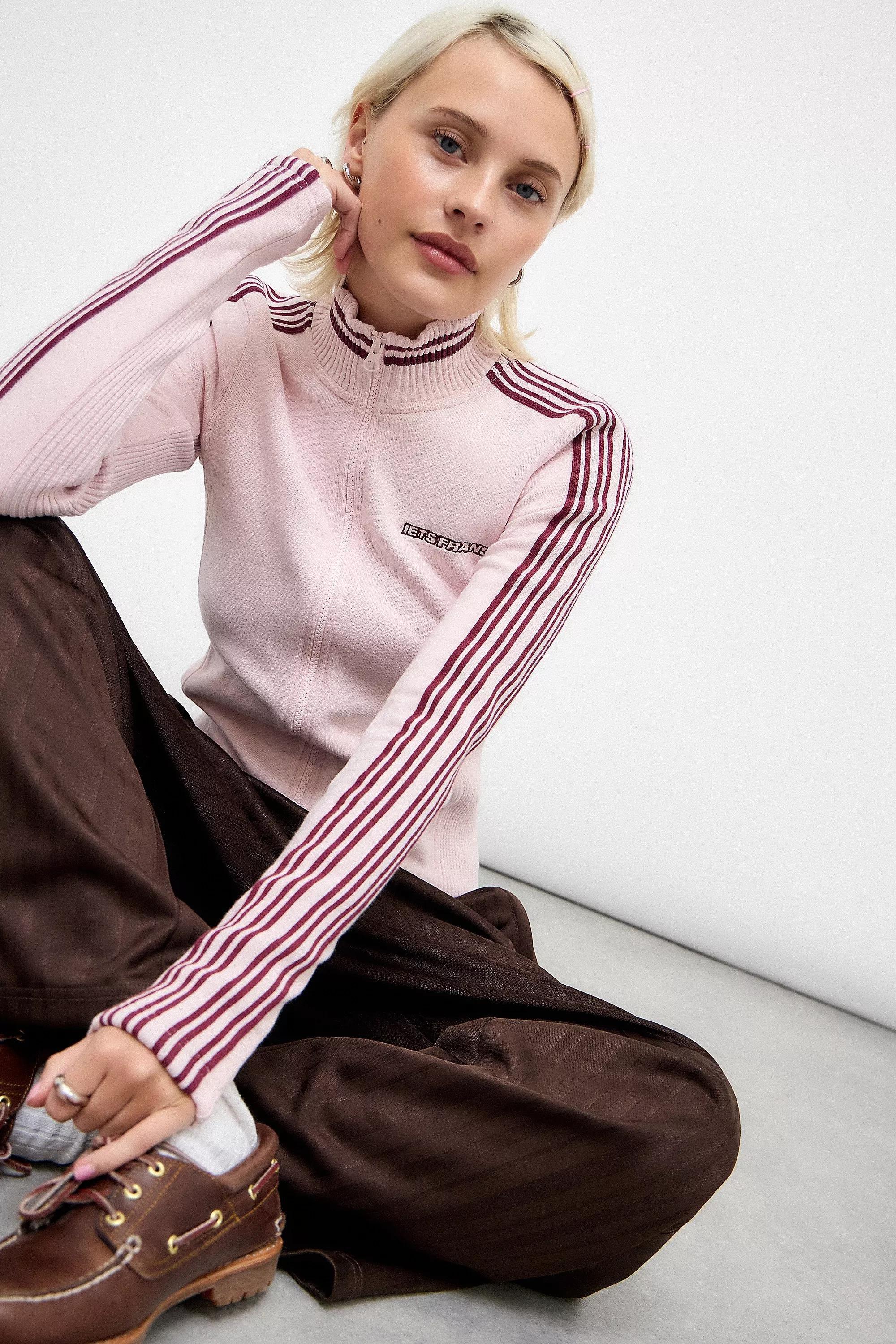 Whisper Pink UO Track Top Sweater, , large image number 1