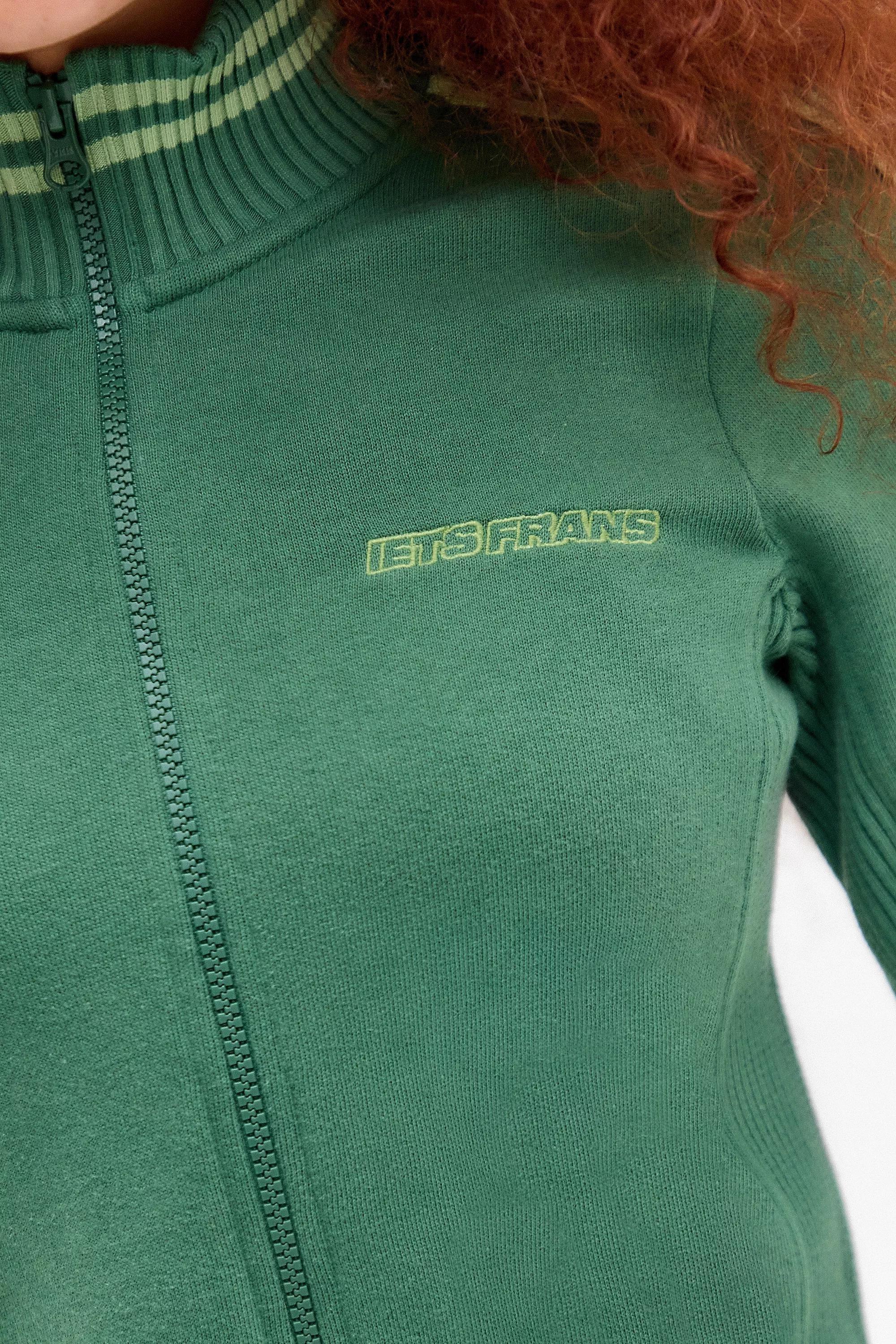 Green UO Track Top Sweater, , large image number 2