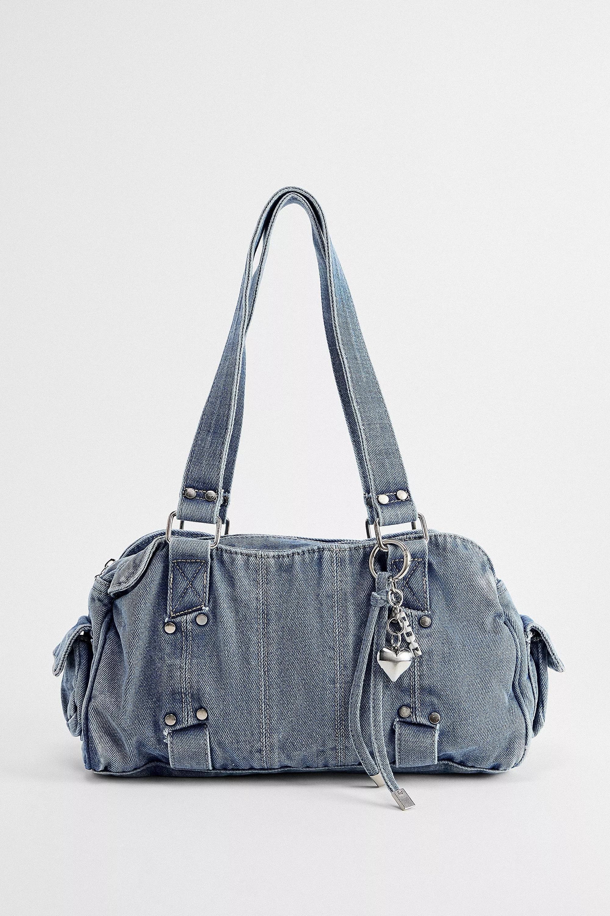 Blue Chiara Denim Buckle Shoulder Bag, BLUE, large image number 1