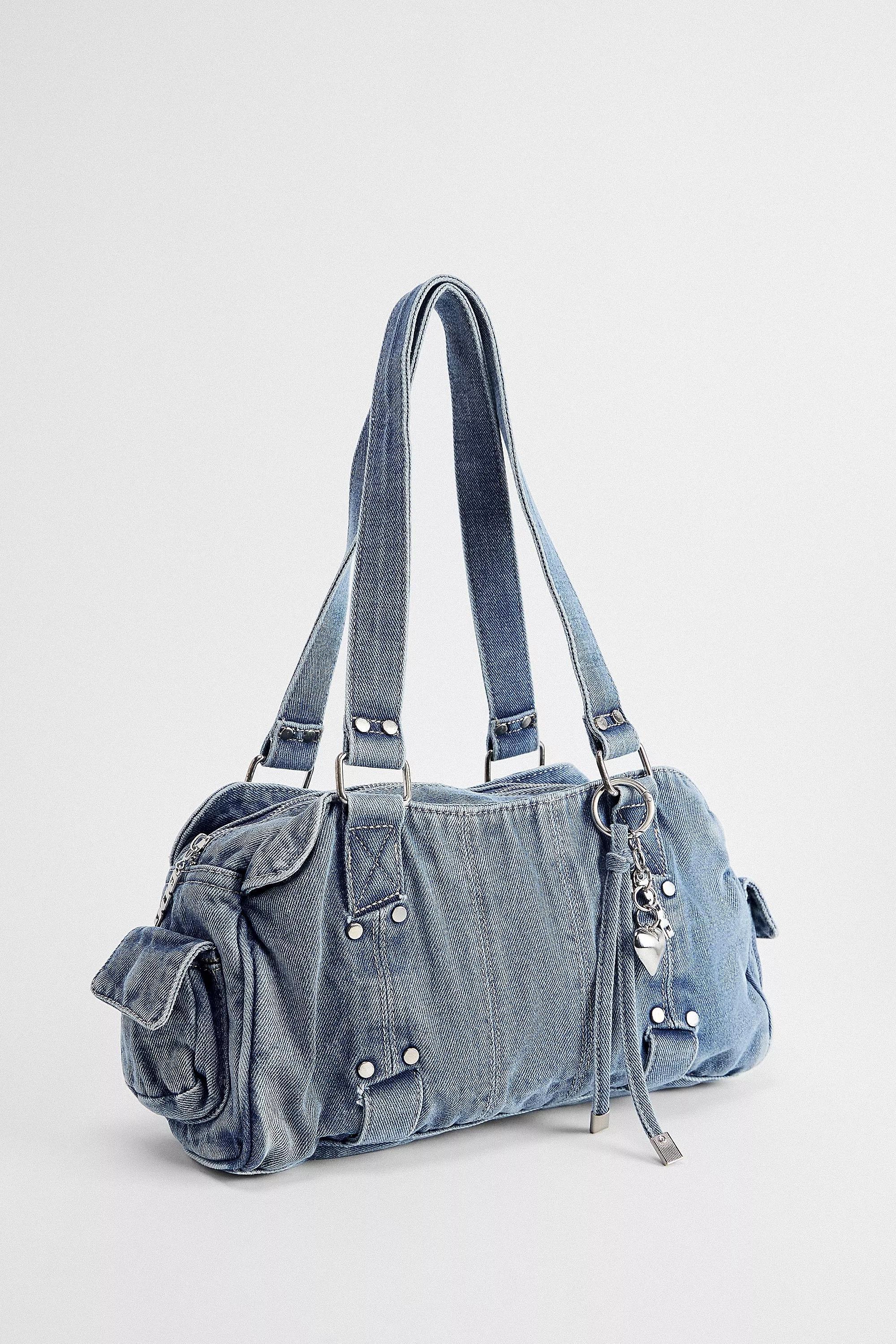 Blue Chiara Denim Buckle Shoulder Bag, BLUE, large image number 3