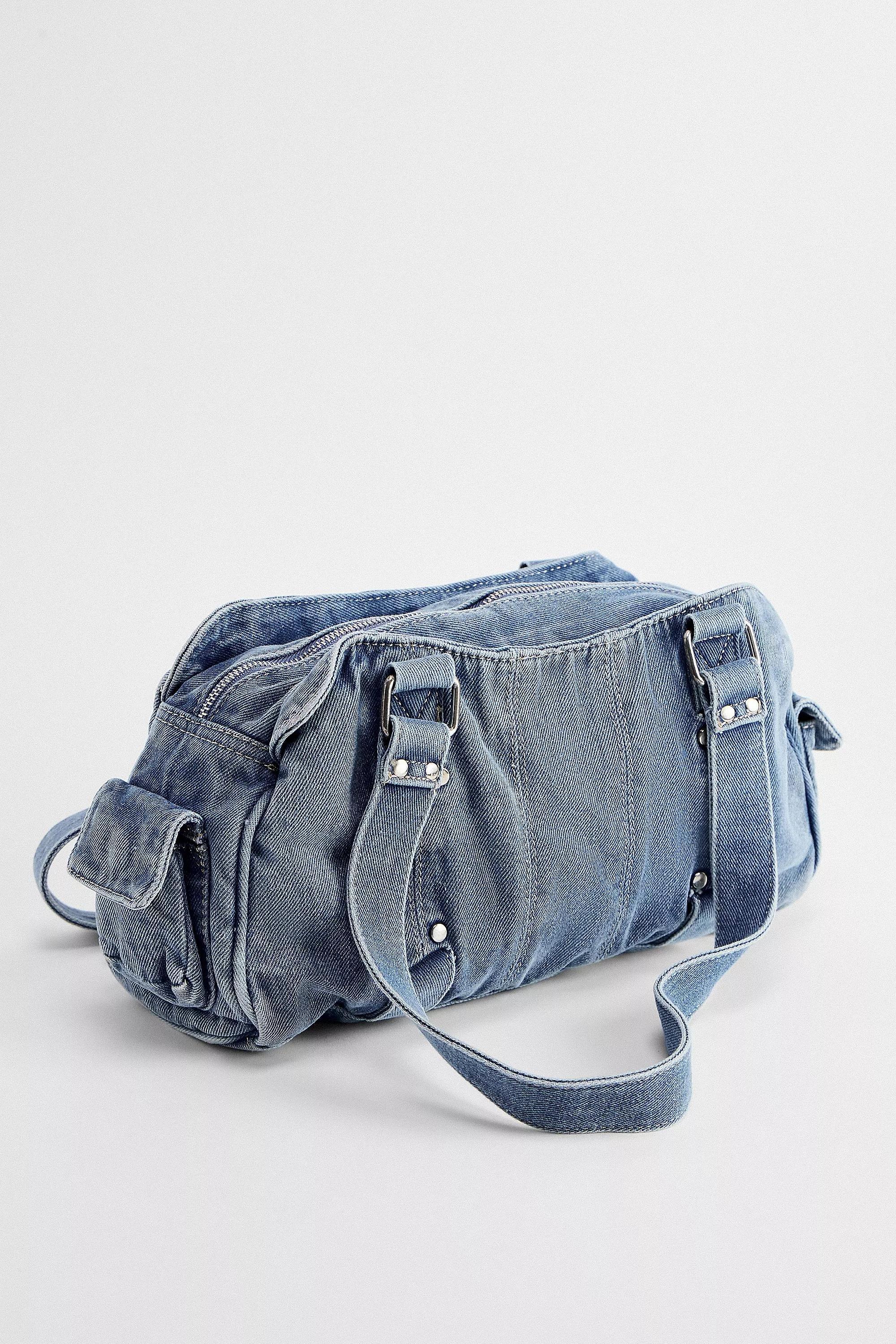 Blue Chiara Denim Buckle Shoulder Bag, BLUE, large image number 4