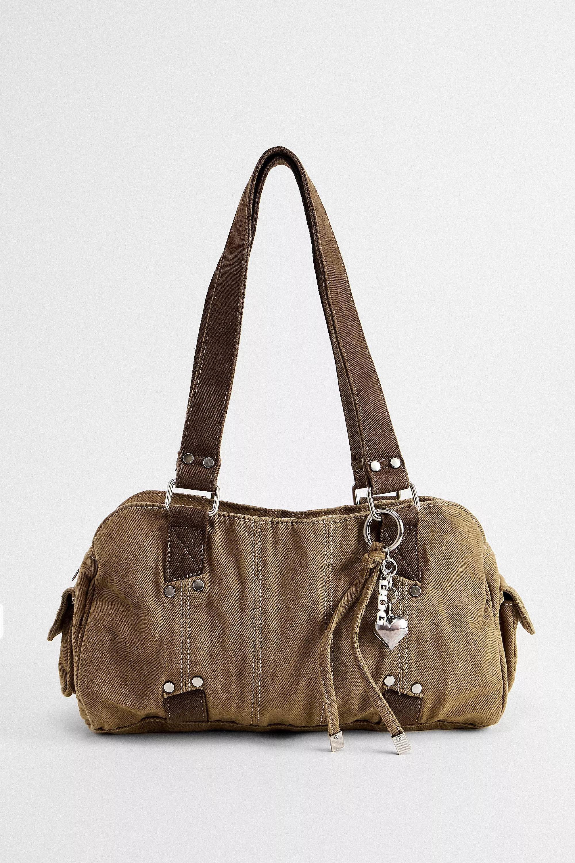BDG Canvas Heart Charm Shoulder Bag, KHAKI, large image number 1