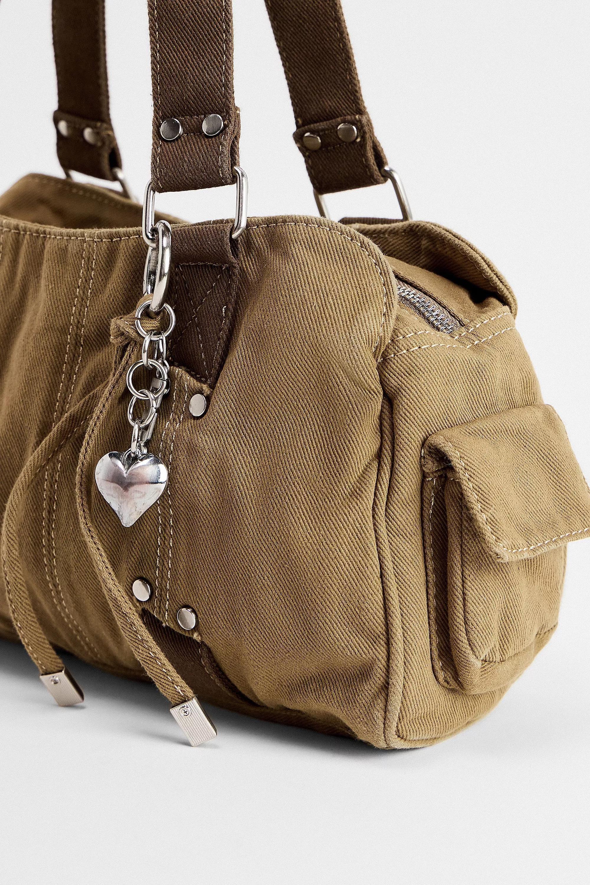BDG Canvas Heart Charm Shoulder Bag, KHAKI, large image number 2