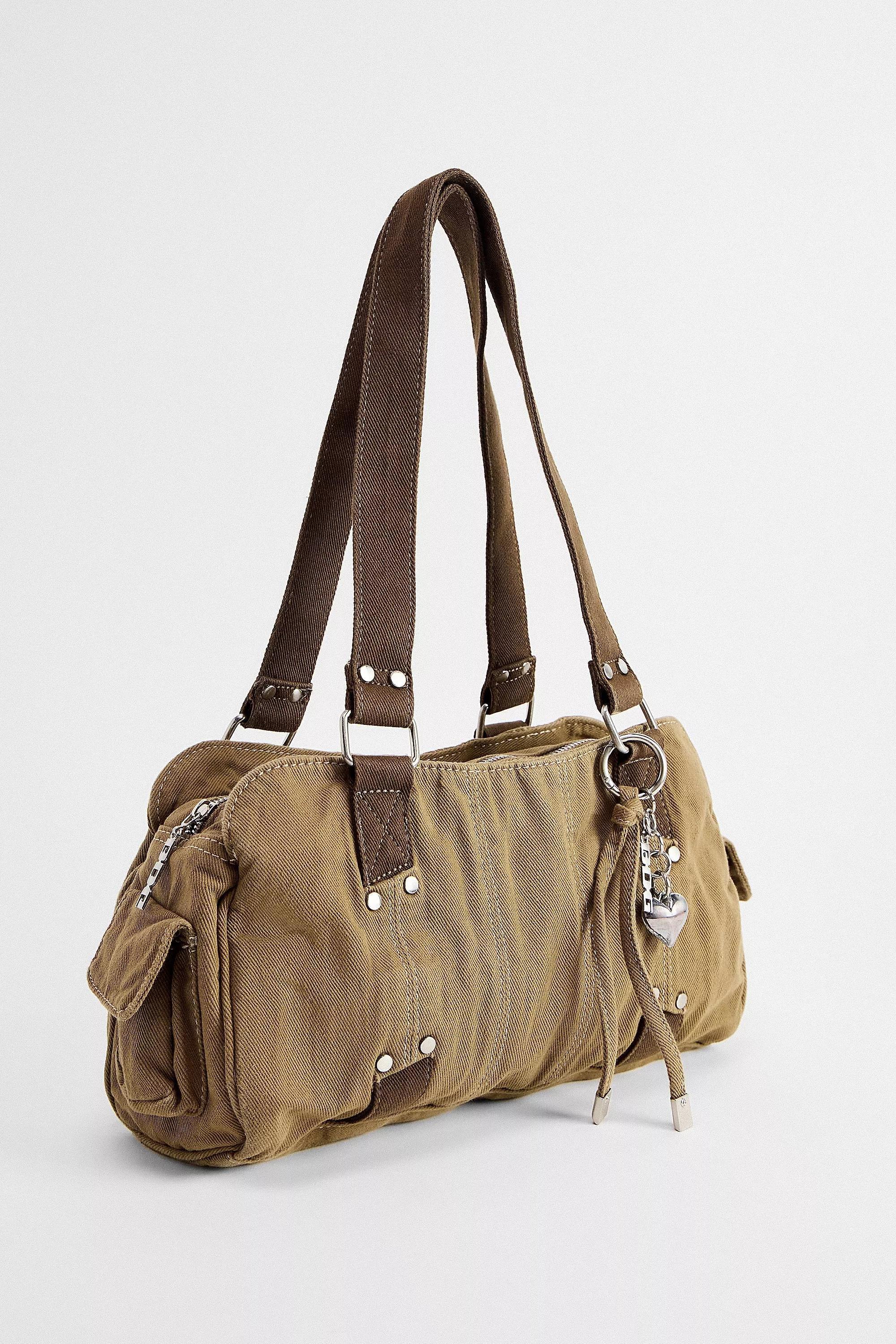 BDG Canvas Heart Charm Shoulder Bag, KHAKI, large image number 3