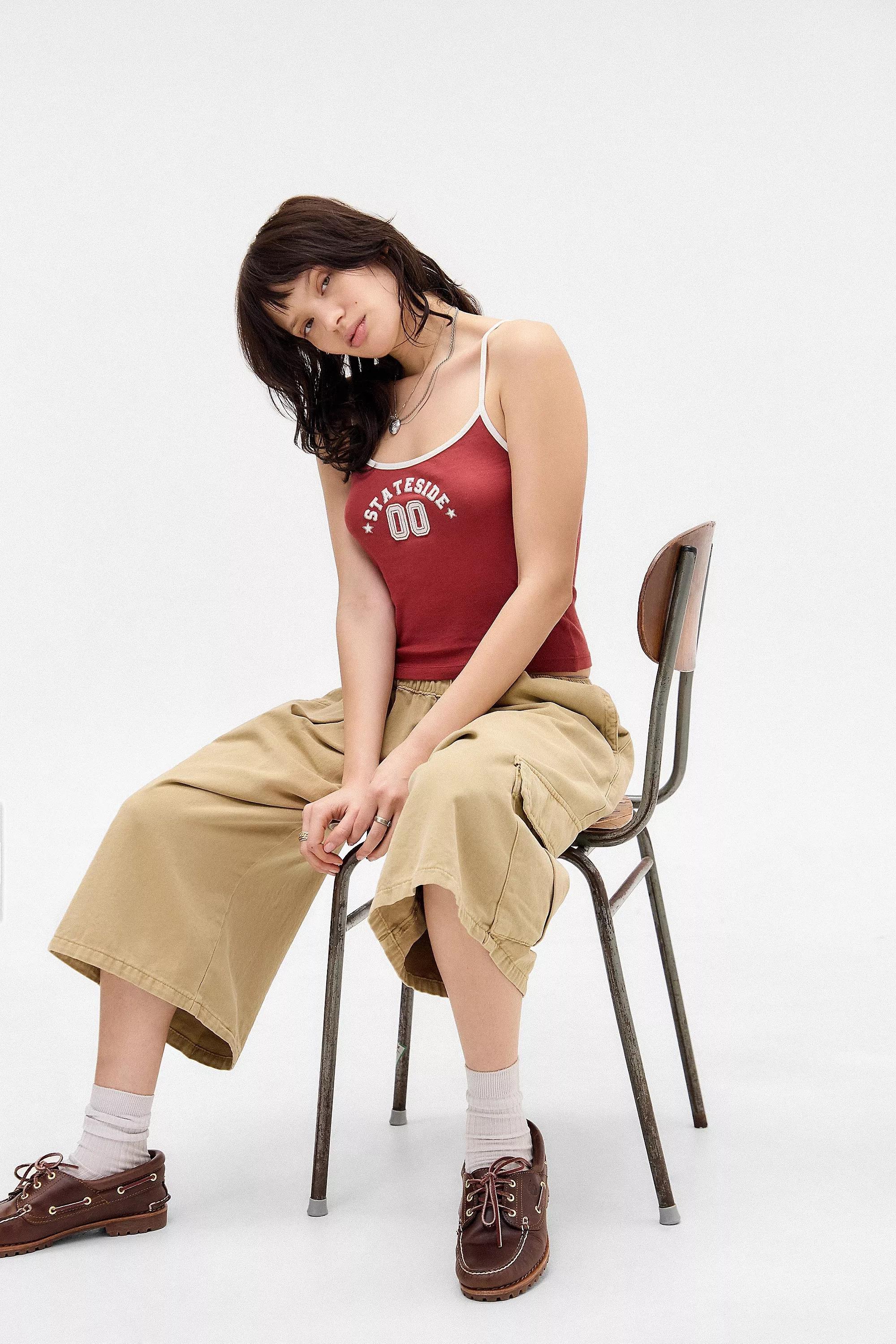 Burgundy UO Logo Print Tank, RED, medium