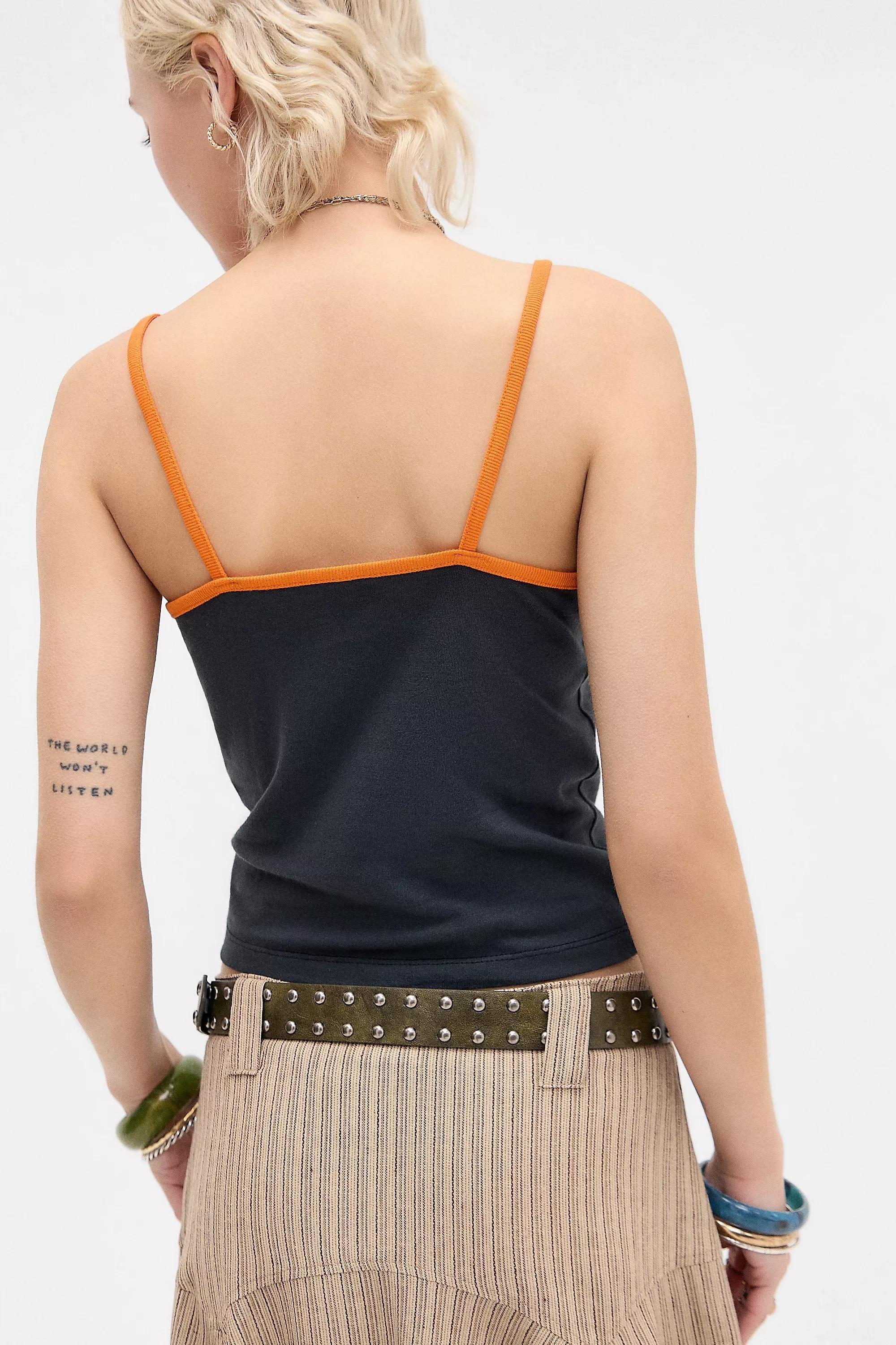 Navy UO Logo Print Tank Top, BLK, large image number 3