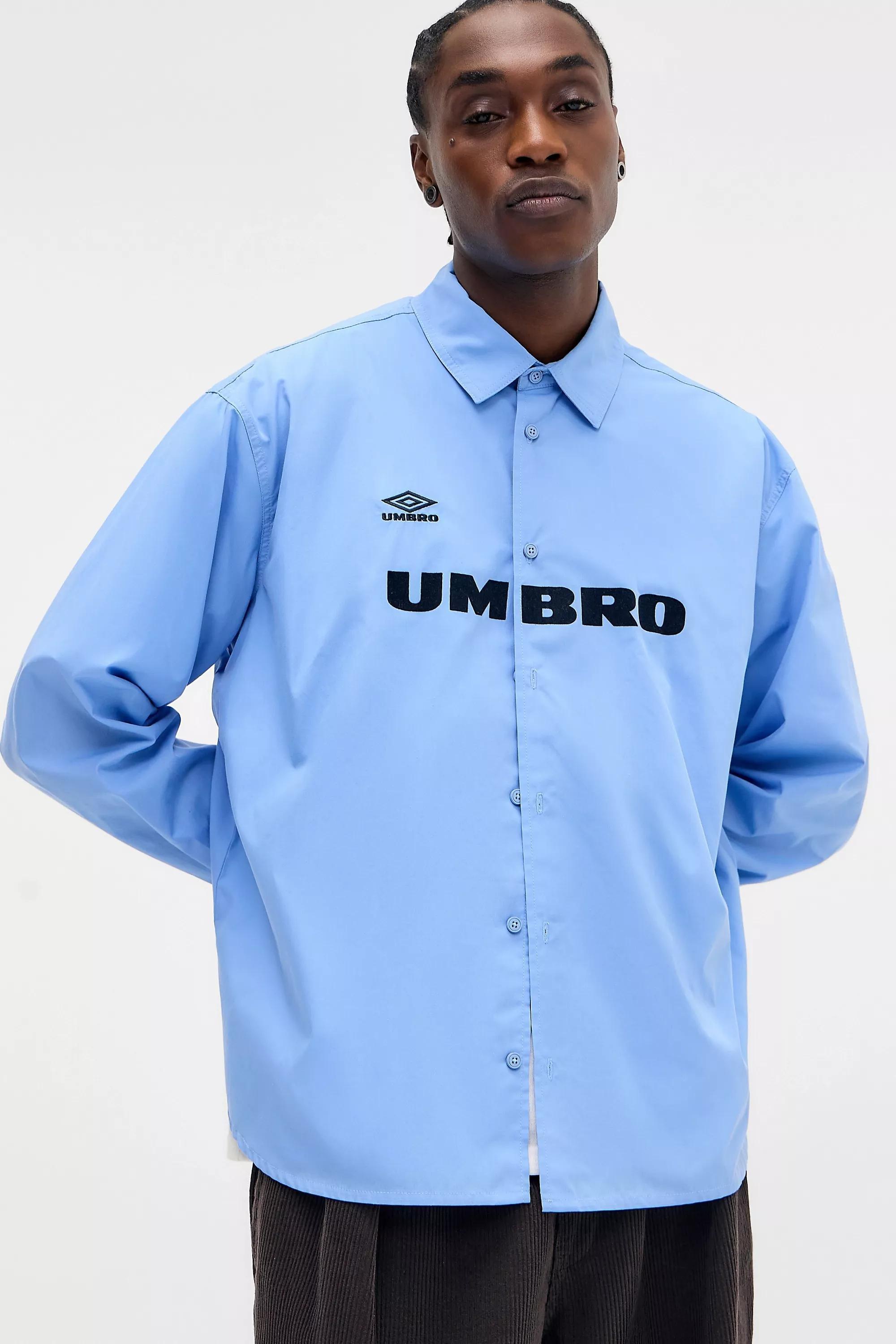BLUE Umbro UO Exclusive Blue Logo Oxford Shirt, BLUE, medium