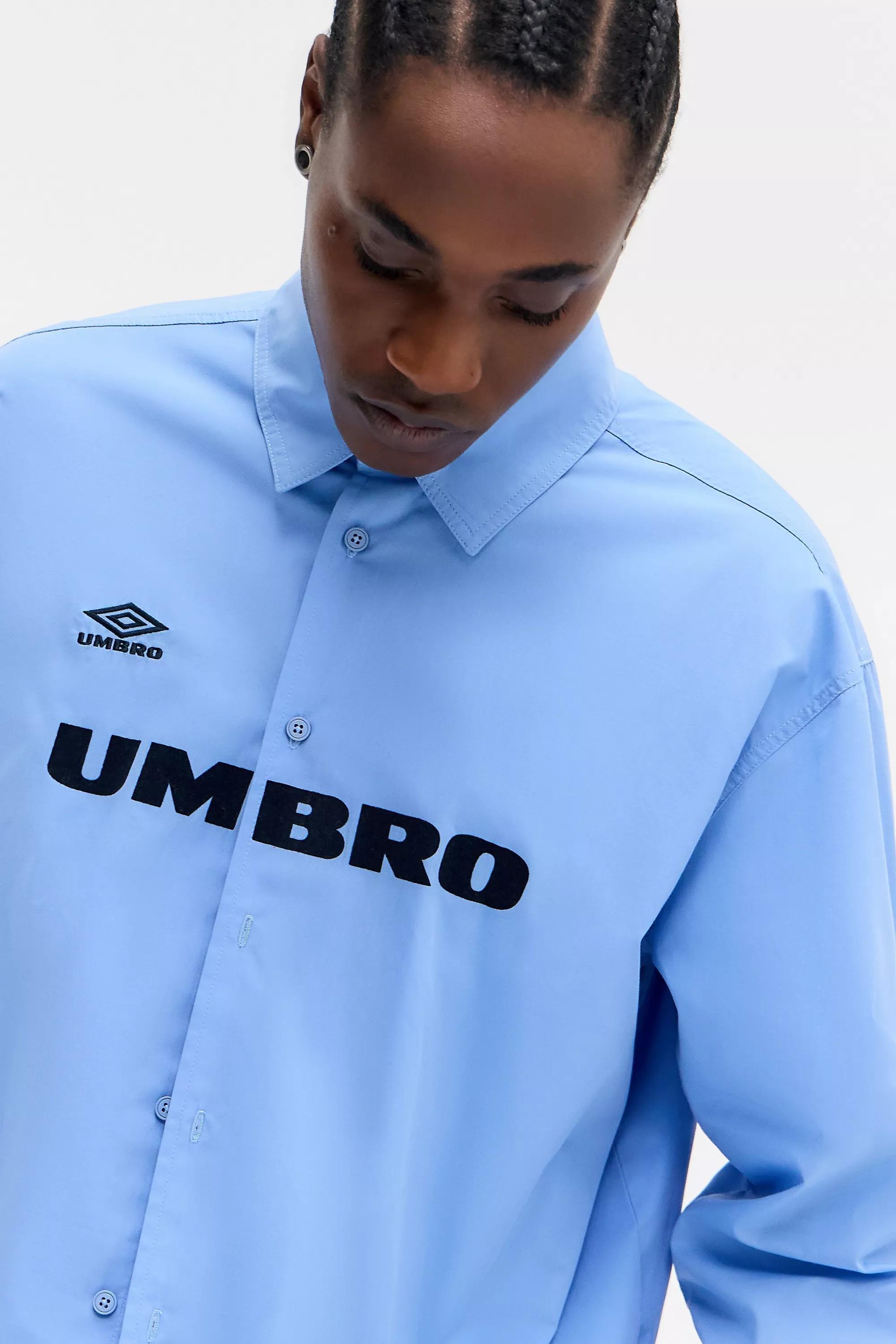 BLUE Umbro UO Exclusive Blue Logo Oxford Shirt, BLUE, medium