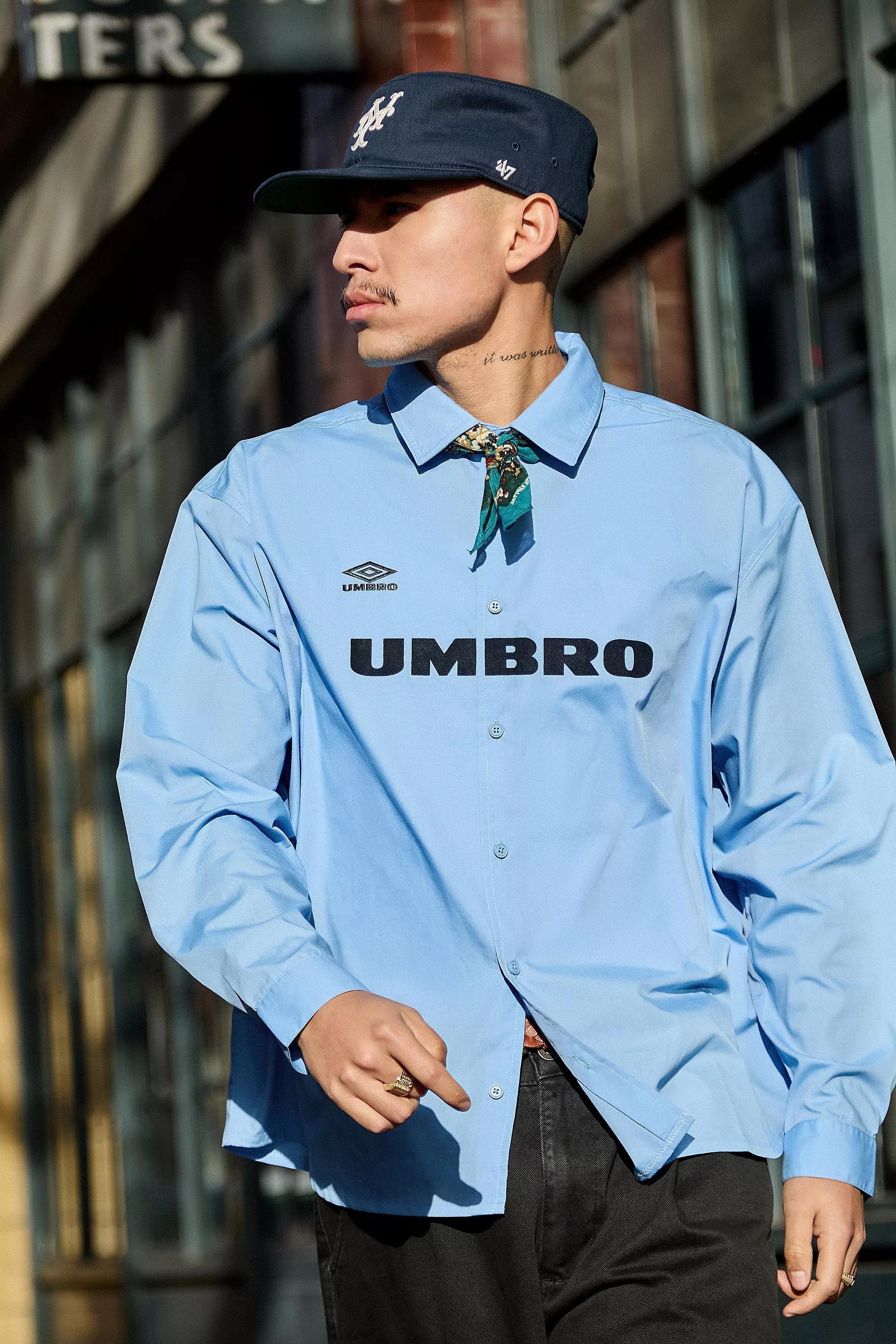 BLUE Umbro UO Exclusive Blue Logo Oxford Shirt, BLUE, large image number 4