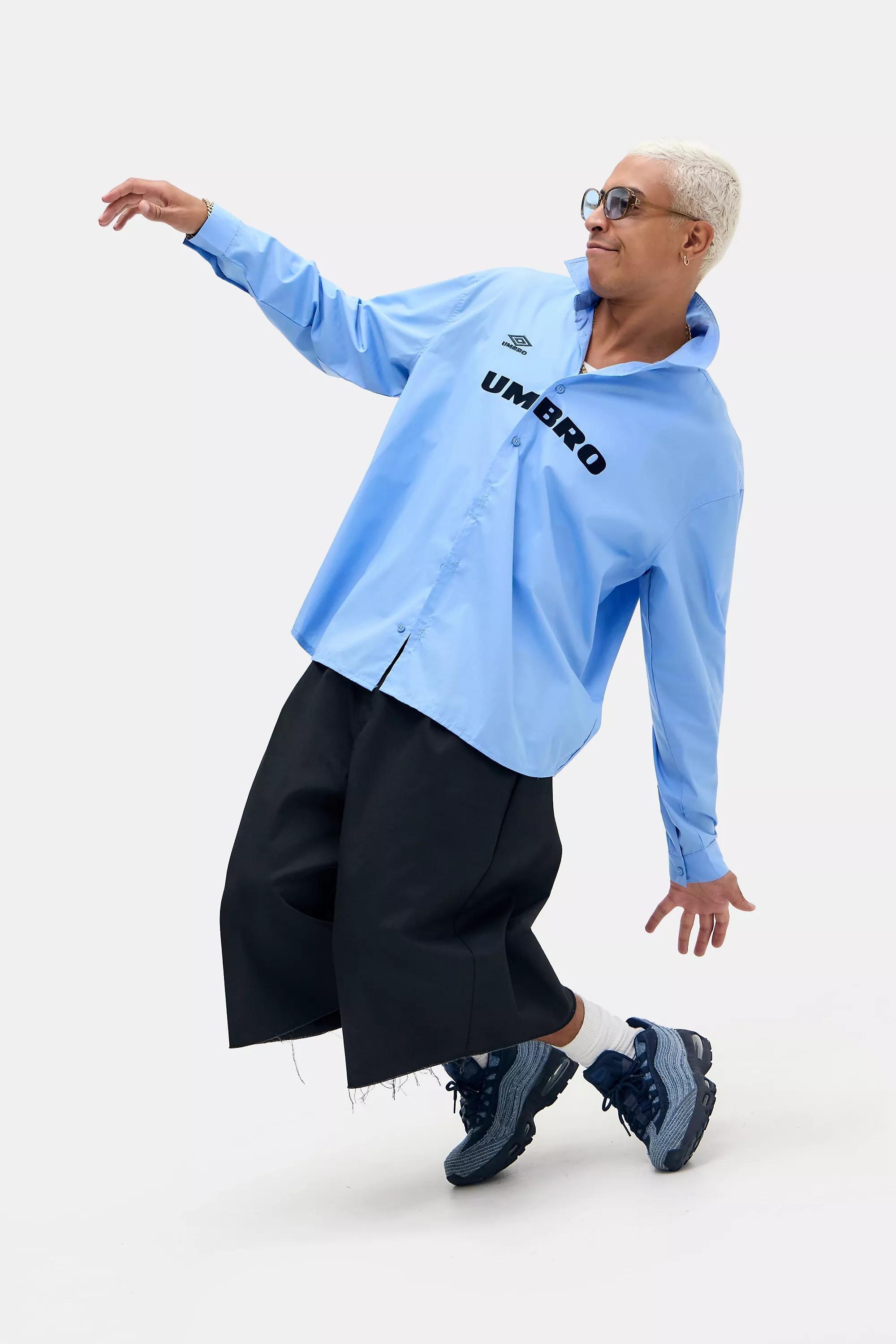 BLUE Umbro UO Exclusive Blue Logo Oxford Shirt, BLUE, large image number 5