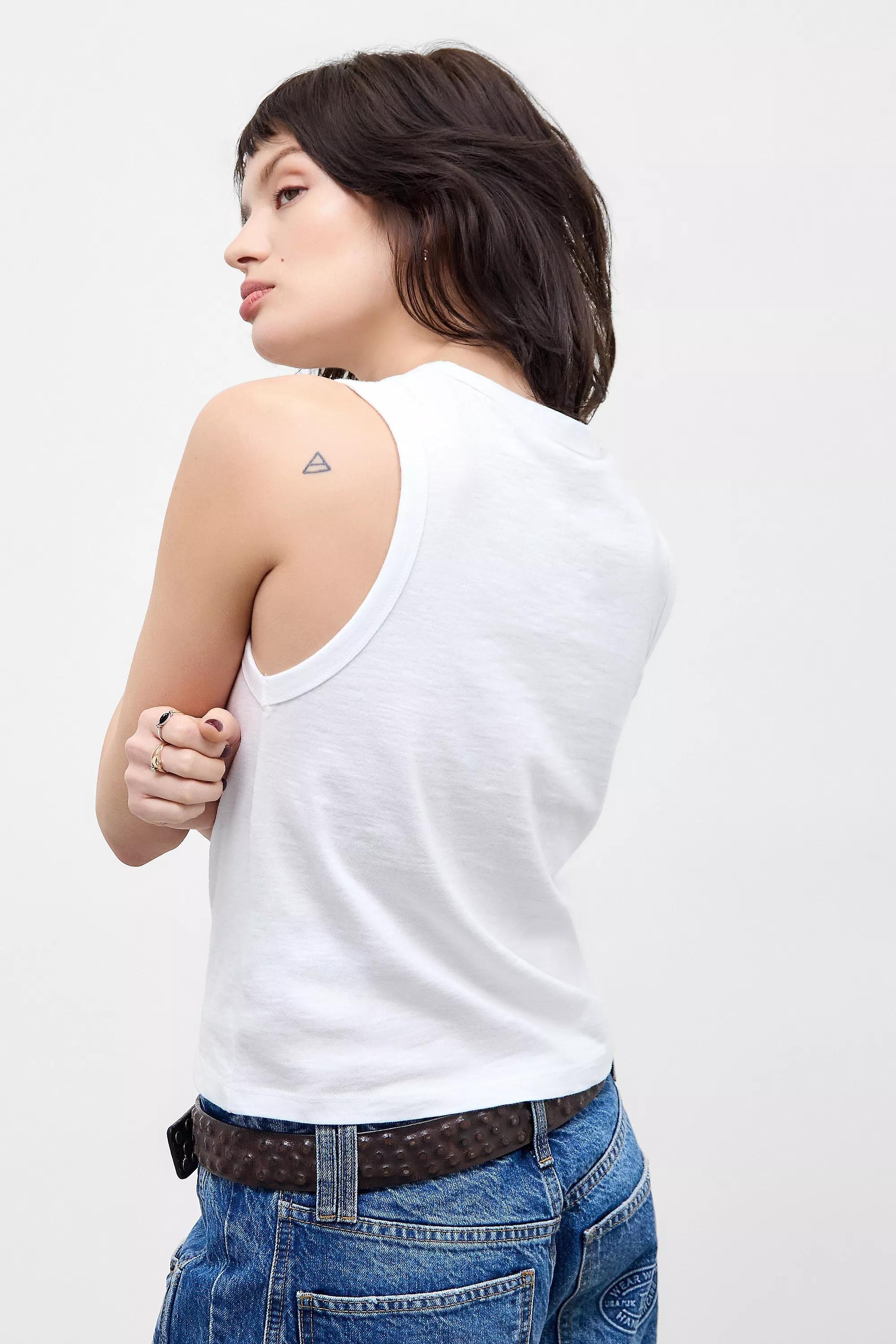 White Uo Teddi Slub Tank Top, , large image number 4