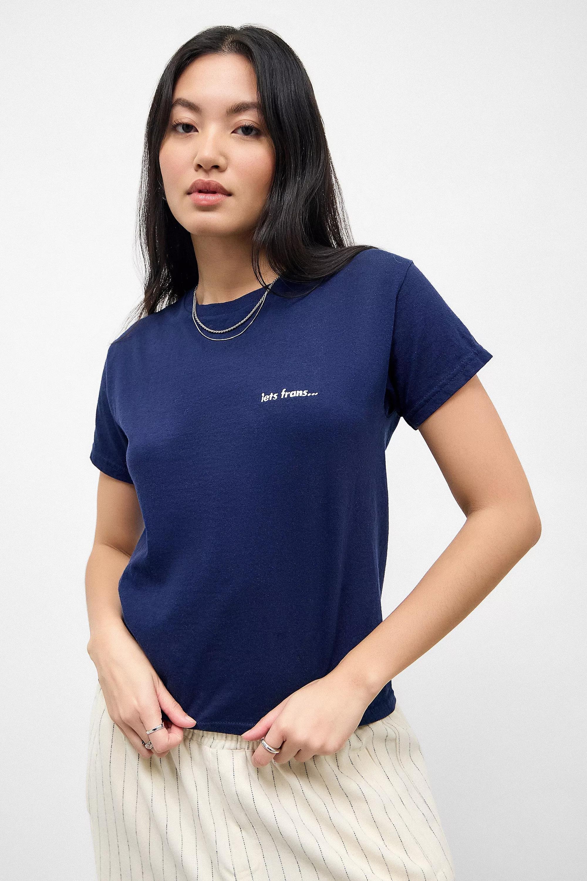 Navy Iets Frans... Plain Boxy T-Shirt, , medium