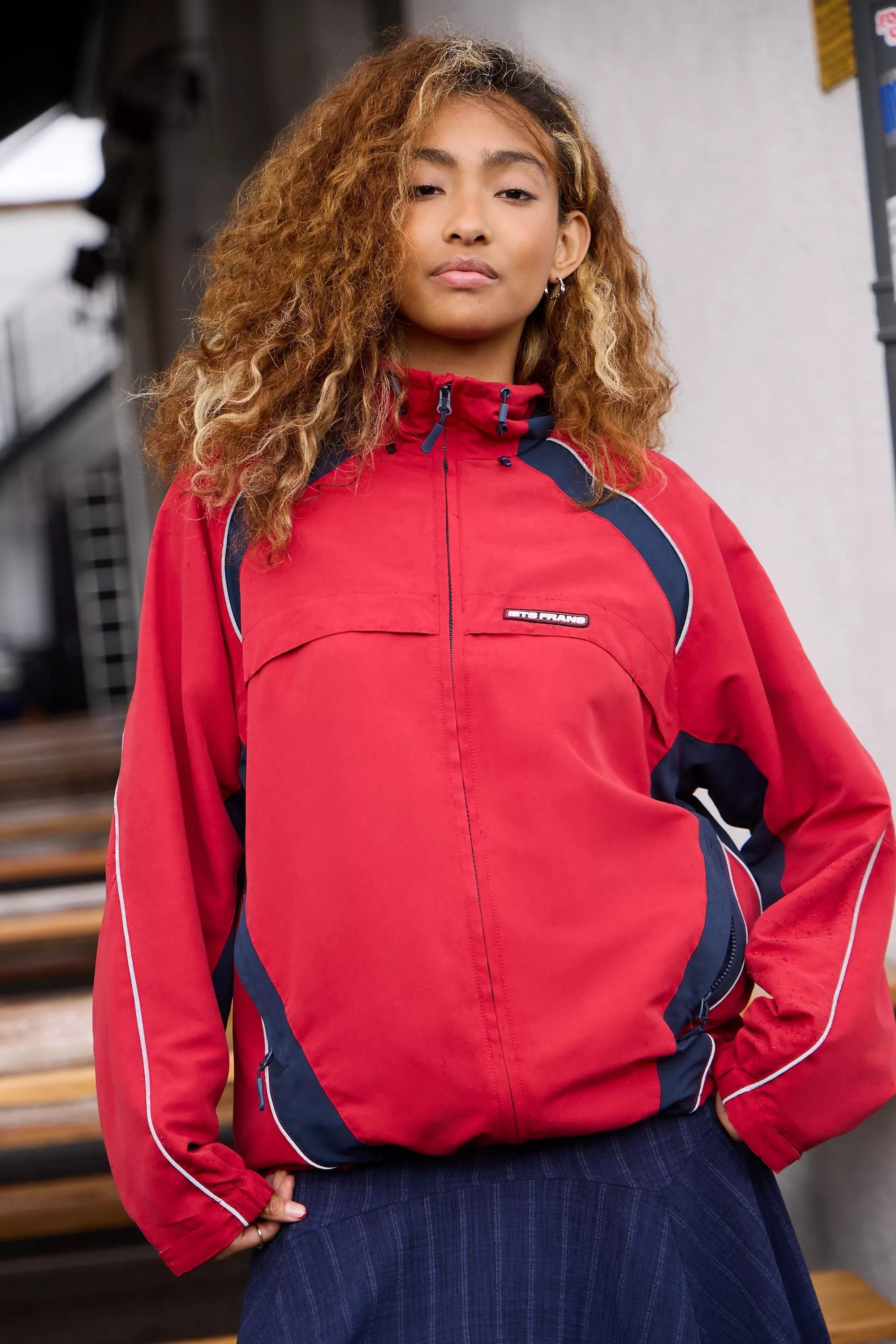 RED iets frans... Tyla Panelled Shell Jacket, RED, large image number 0