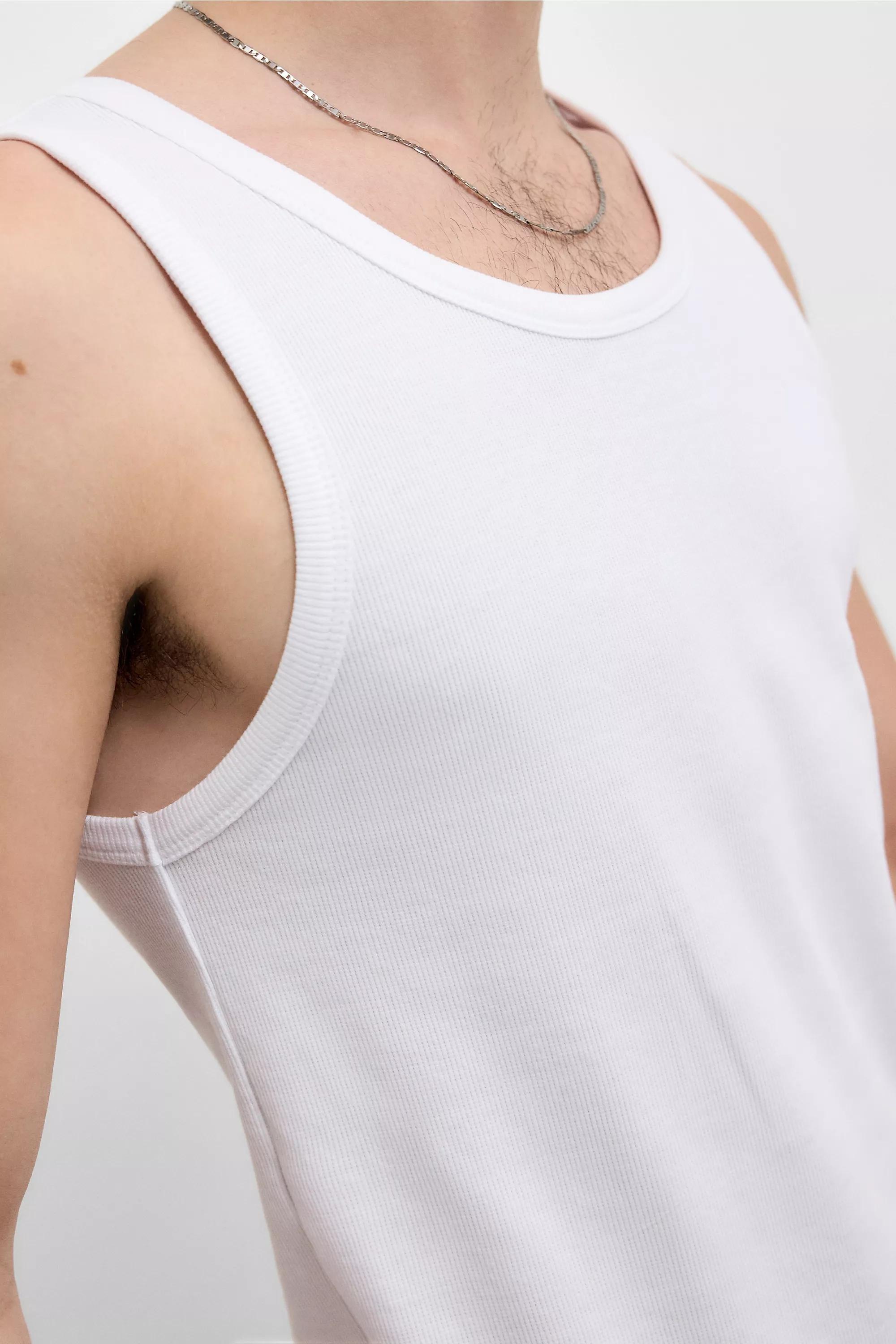 White Bdg Ribbed Vest, , large image number 2