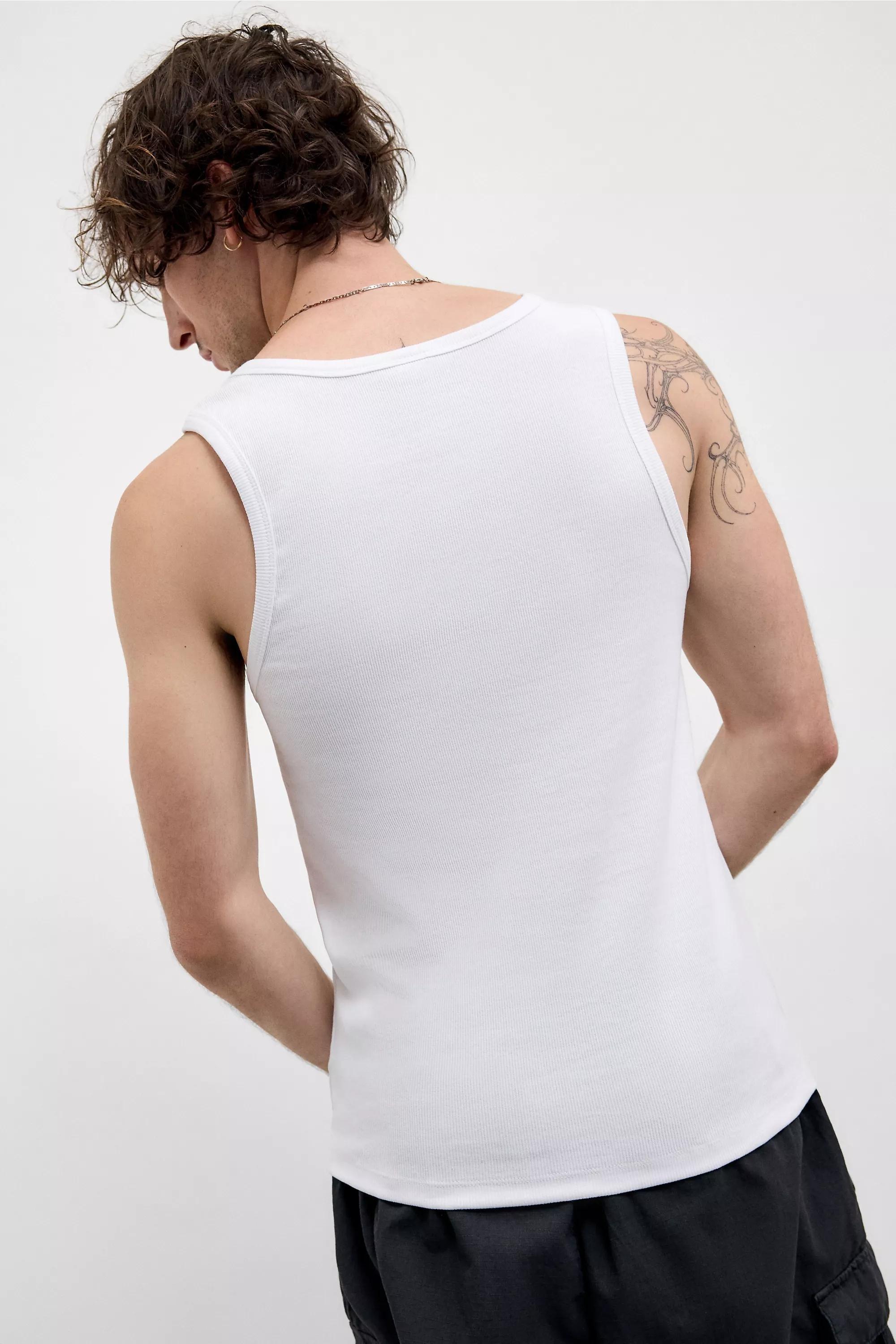 White Bdg Ribbed Vest, , large image number 3