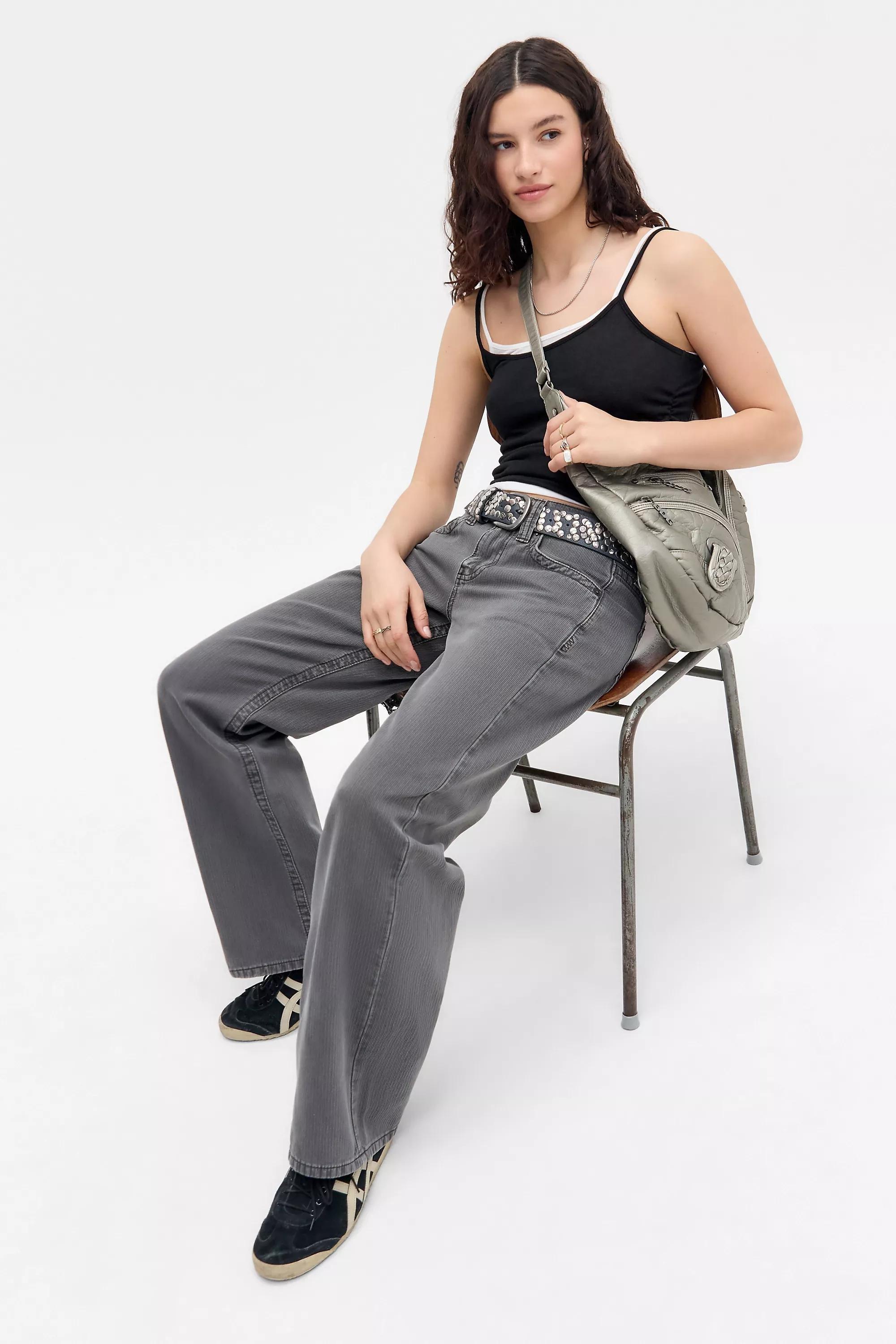 Grey UO Kayla Corduroy Trousers, , large image number 1