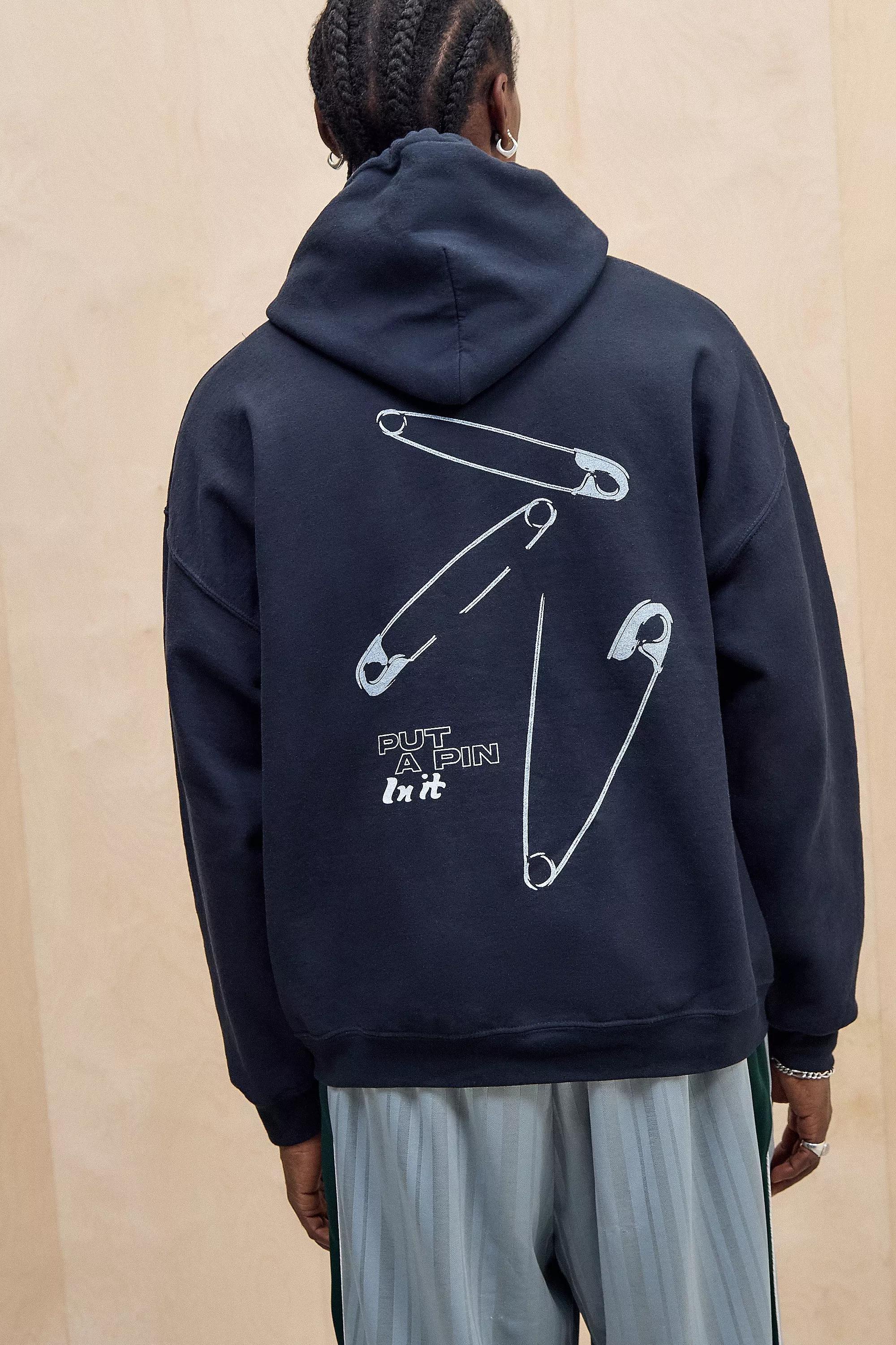 Black Uo Printed Hoodie, , large image number 0