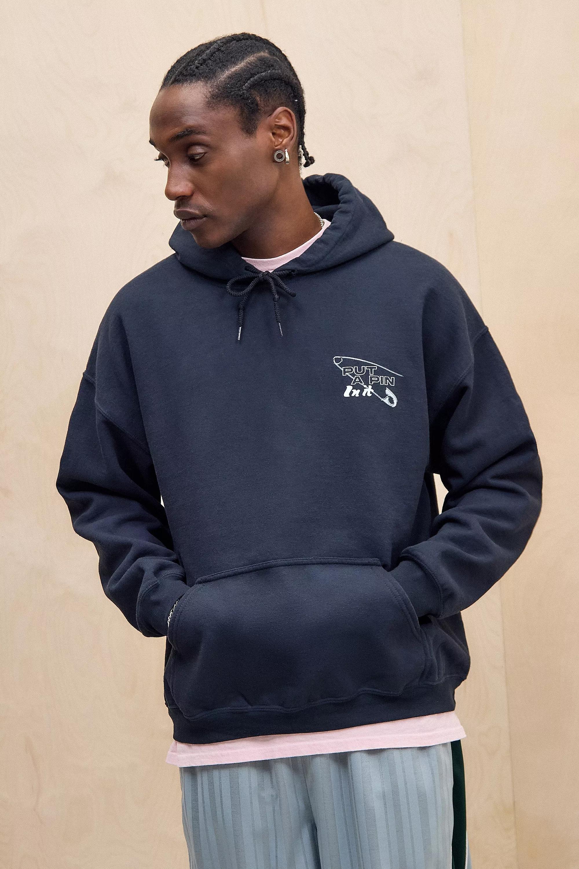 Black Uo Printed Hoodie, , large image number 2