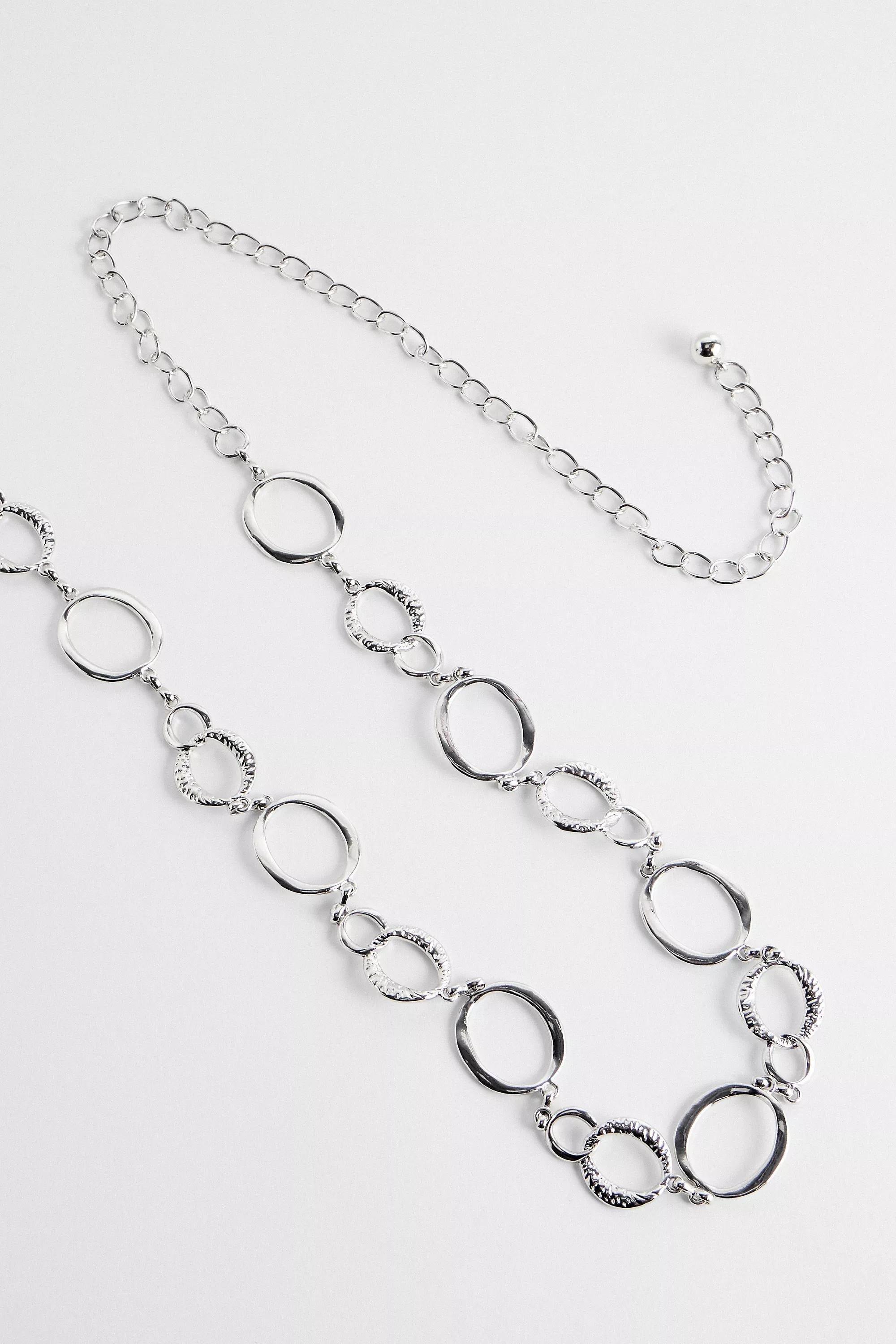 Silver Uo Mixed Oval Chain Belt, SLVR, large image number 1