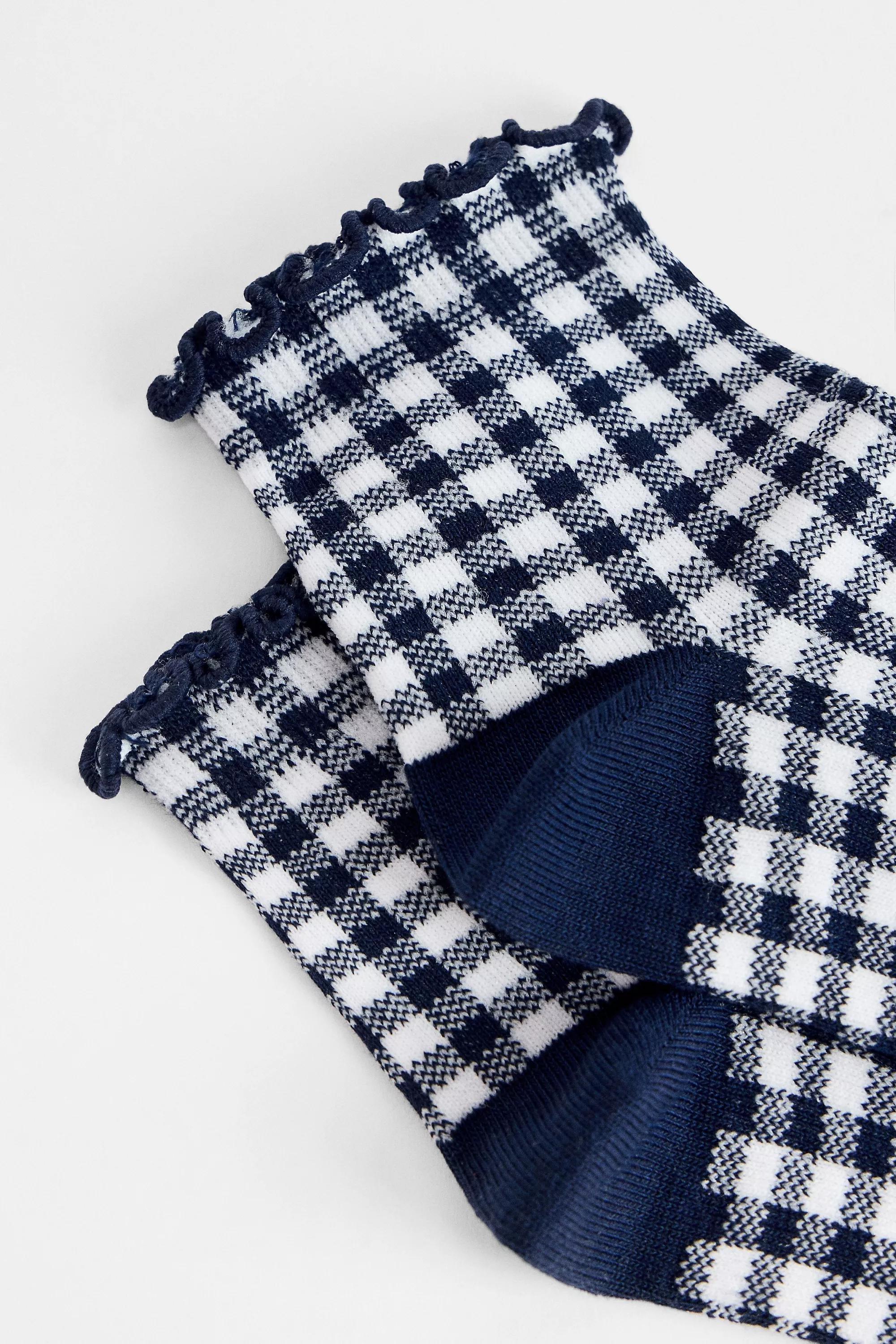 Blue Out From Under Blue Gingham Socks, BLUE, large image number 2