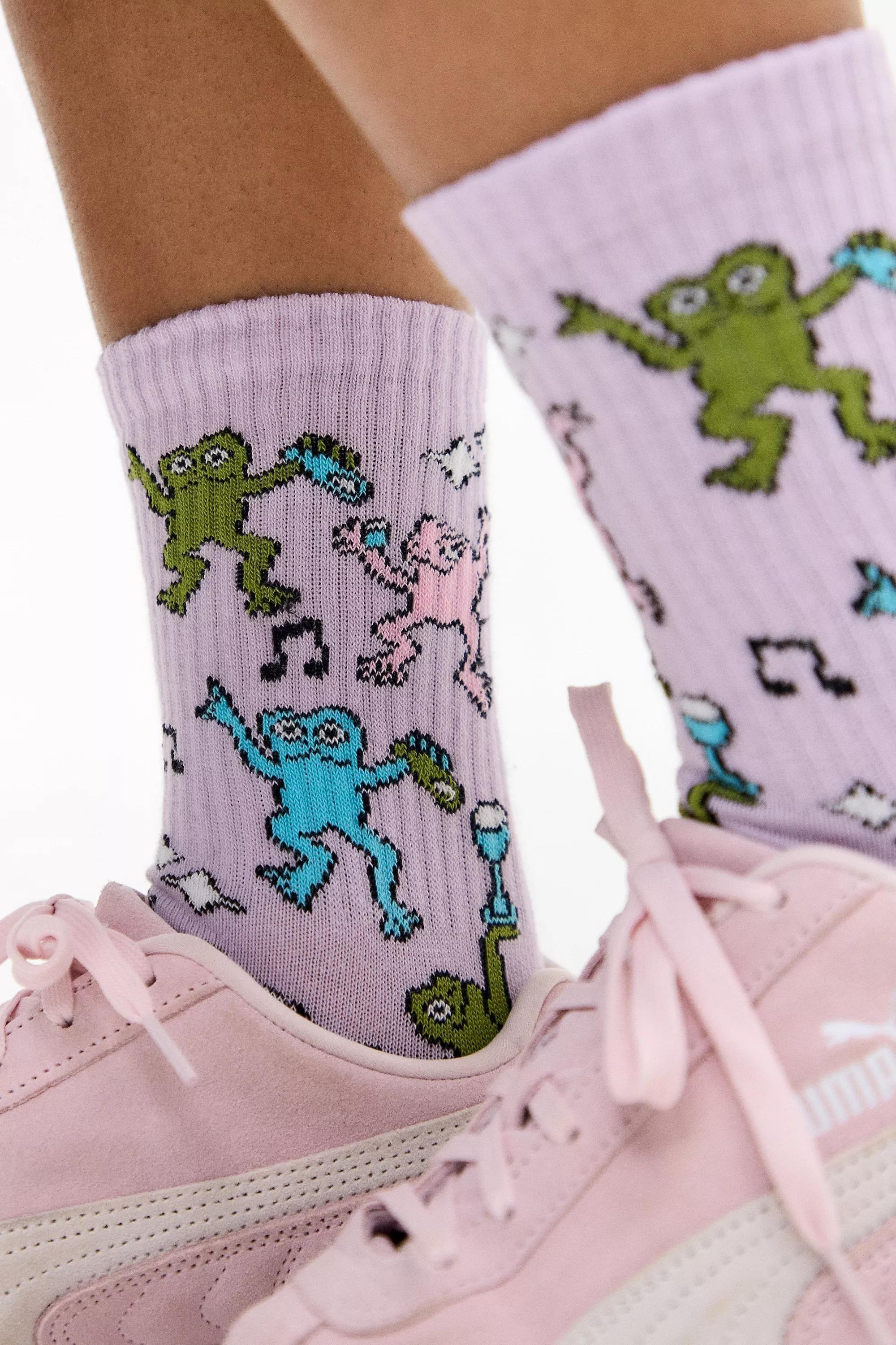 LILAC Out From Under Crazy Dancing Frog Socks, LILAC, large image number 0