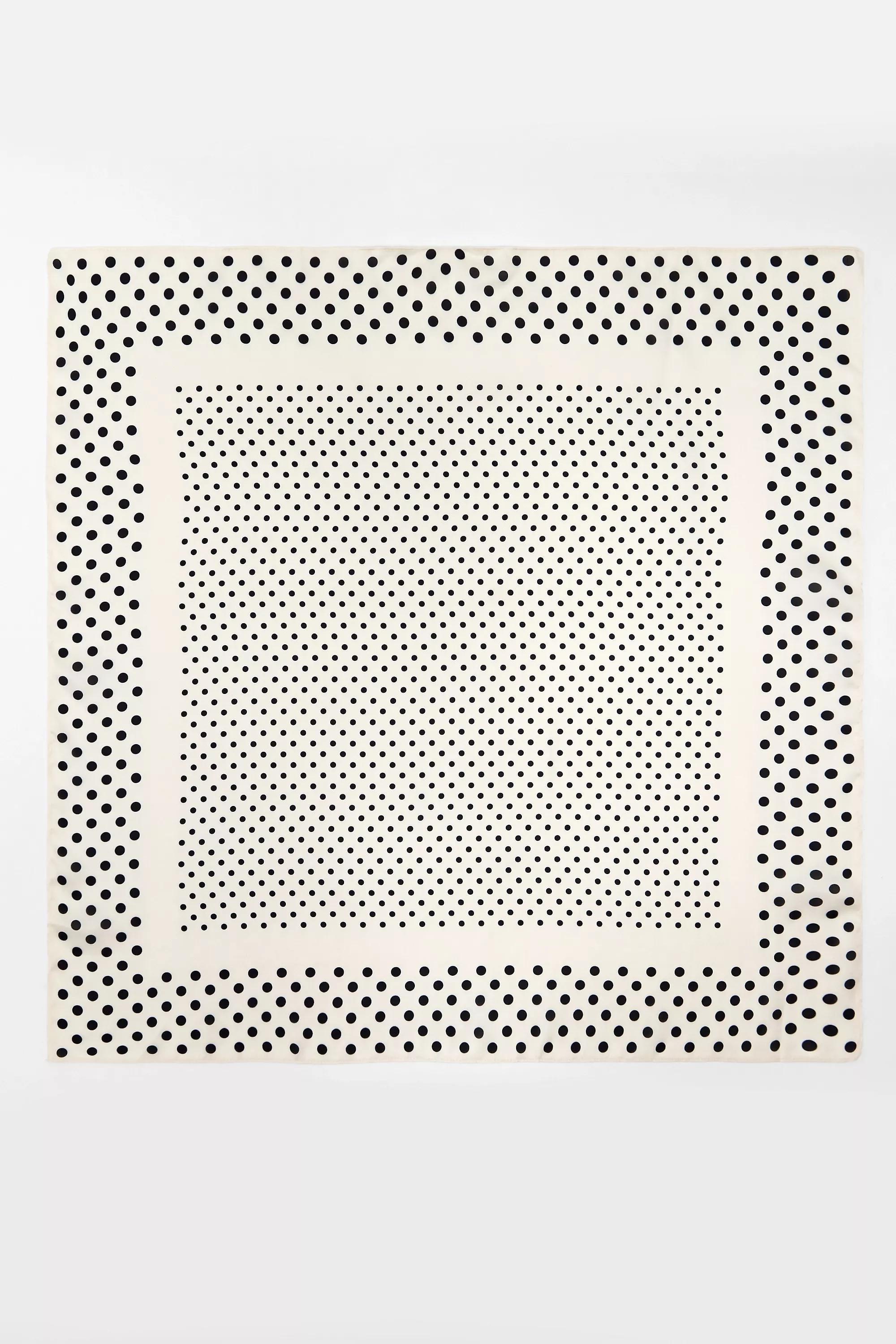 White Uo Silky Warped Polka Dot Headscarf, WHT, large image number 1
