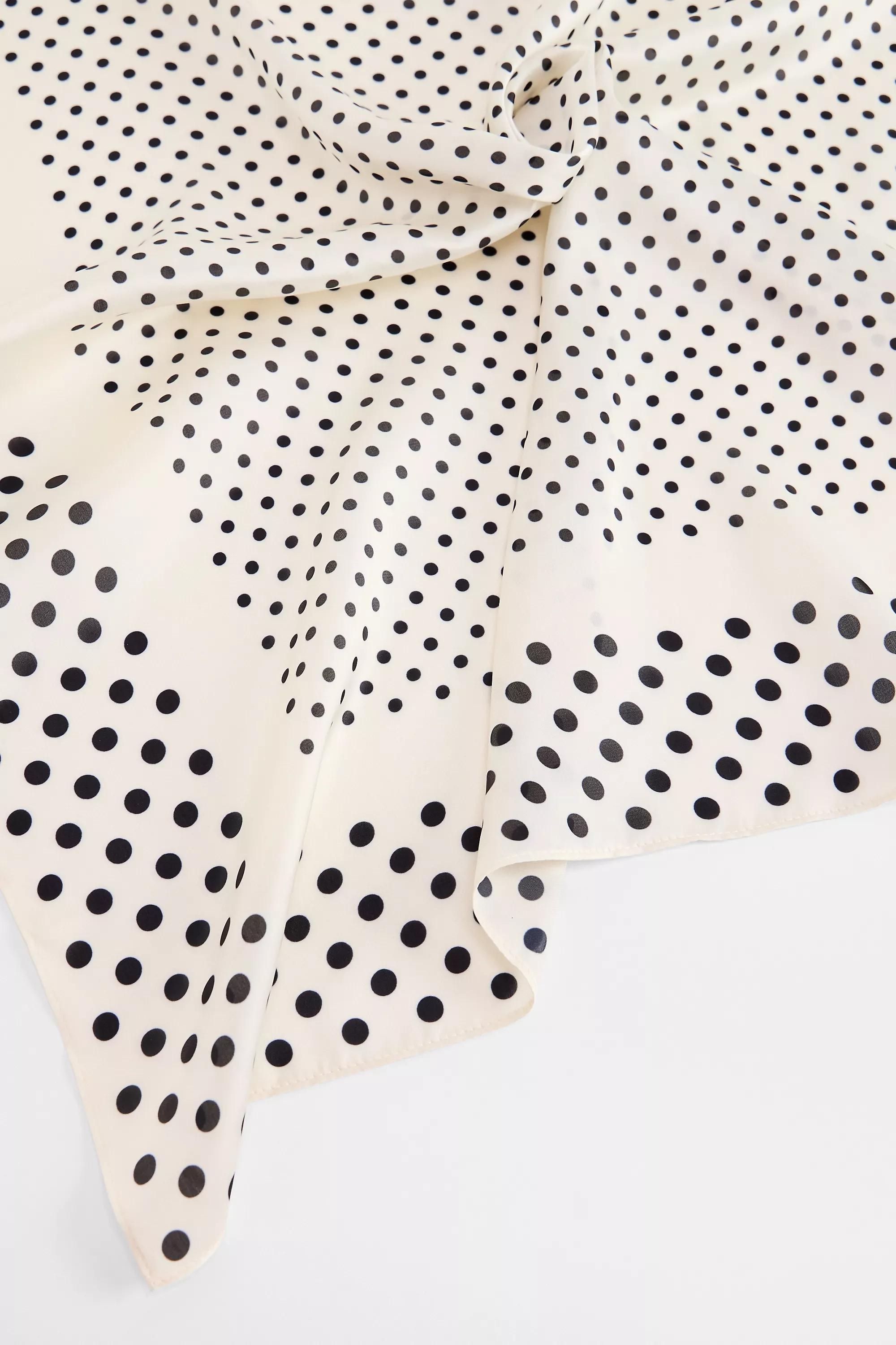 White Uo Silky Warped Polka Dot Headscarf, WHT, large image number 2