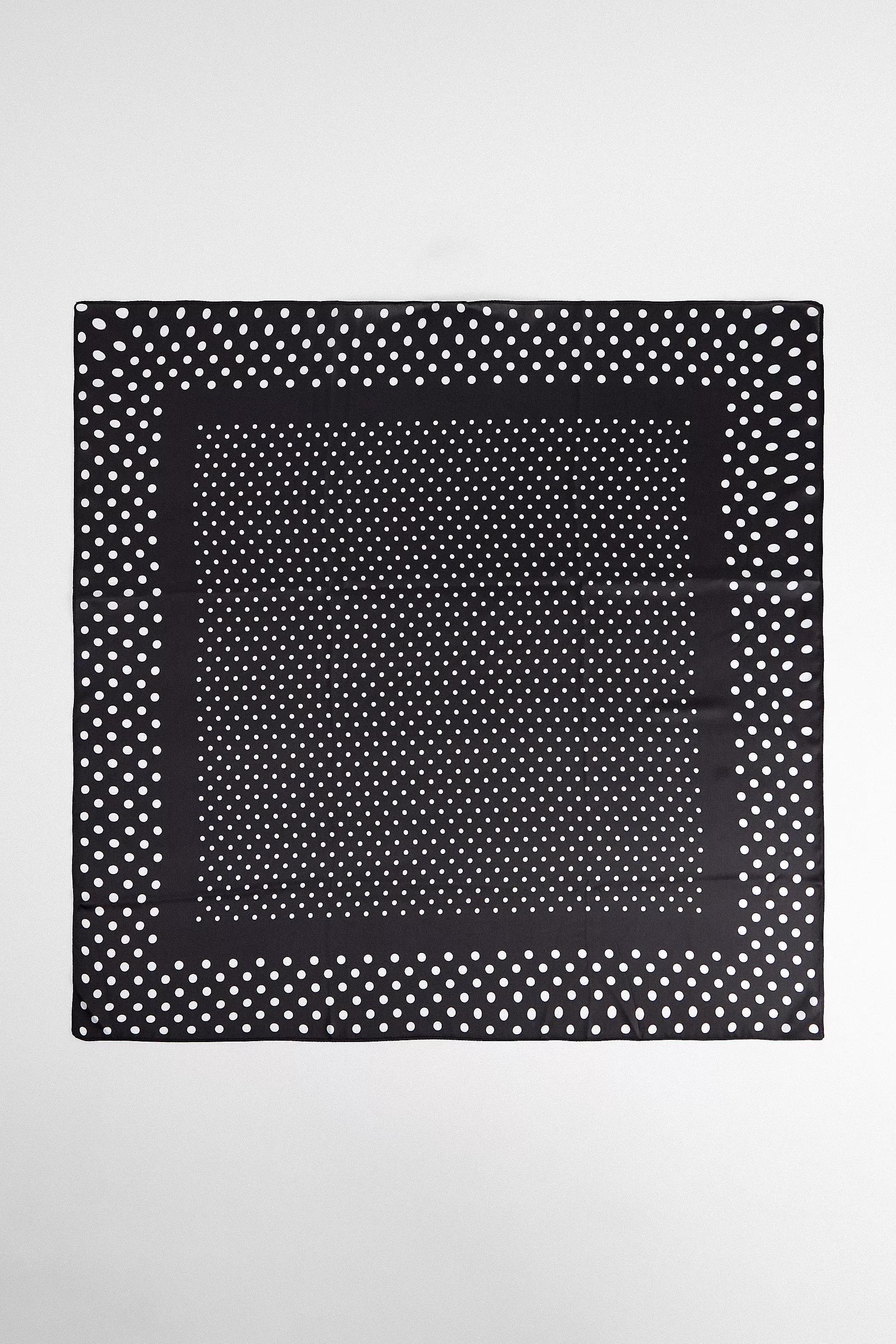 Black UO Silky Warped Polka Dot Headscarf, B&W, large image number 2