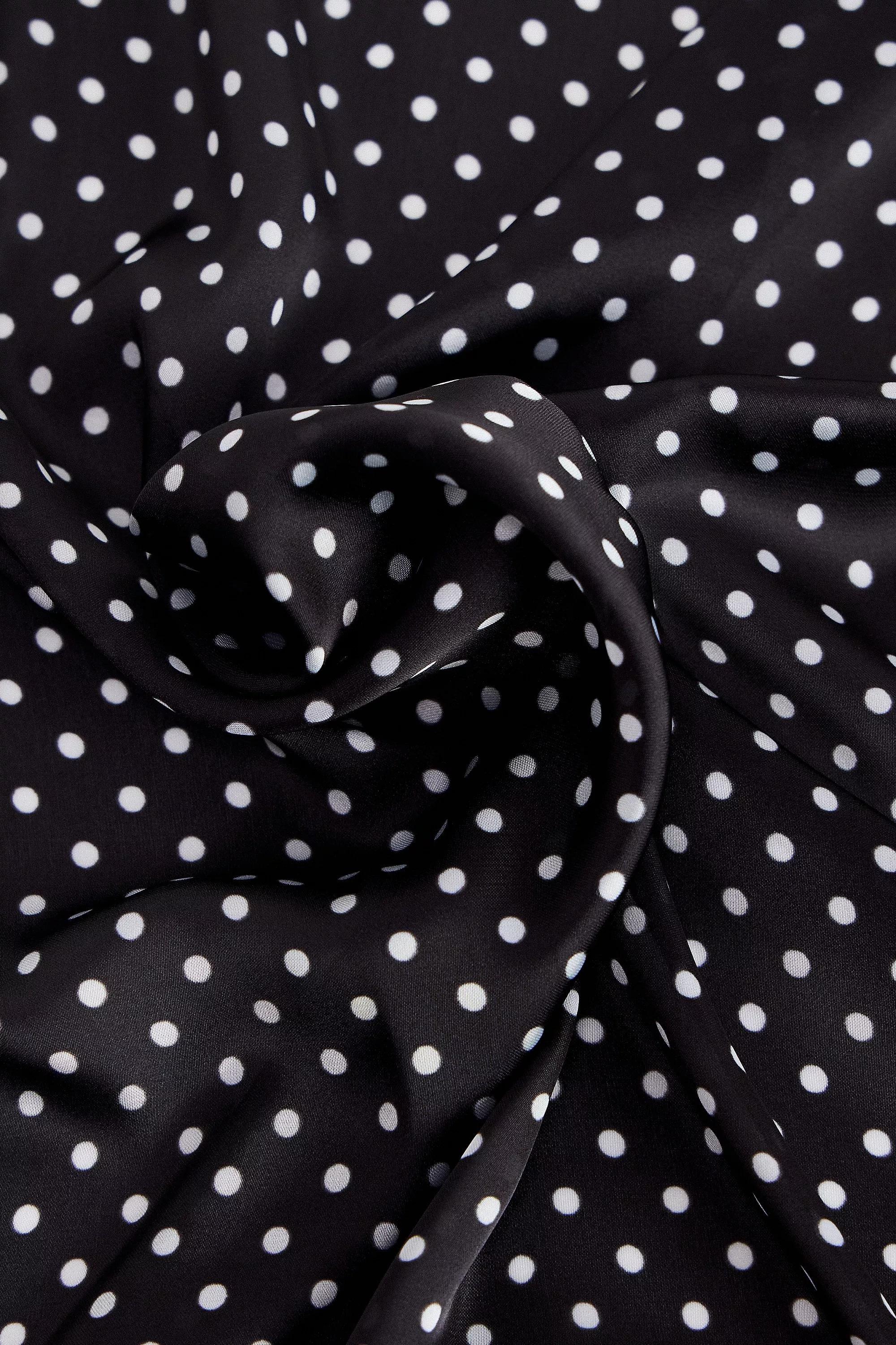 Black UO Silky Warped Polka Dot Headscarf, B&W, large image number 3