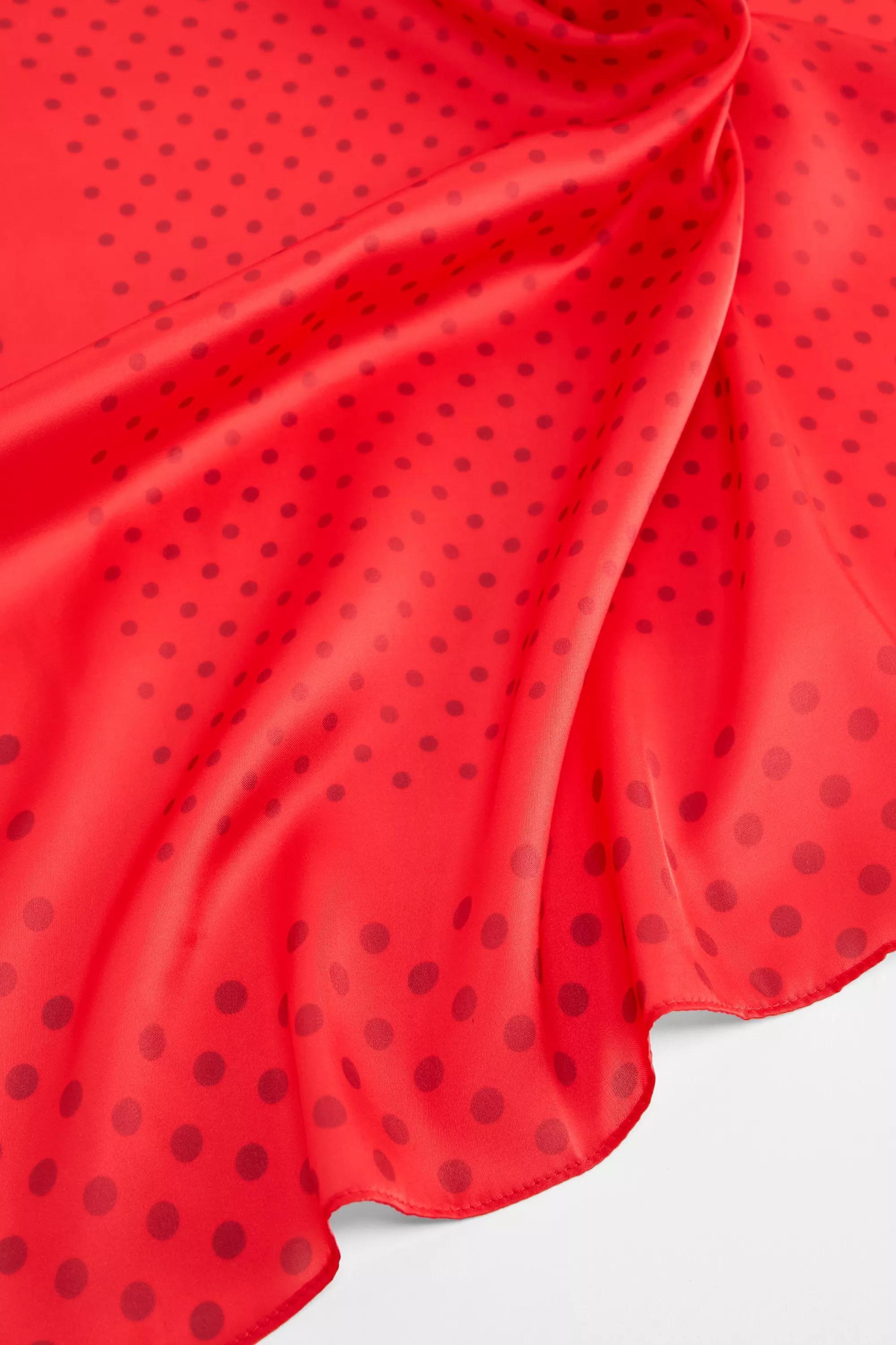 Red UO Silky Warped Polka Dot Headscarf, RED, large image number 3