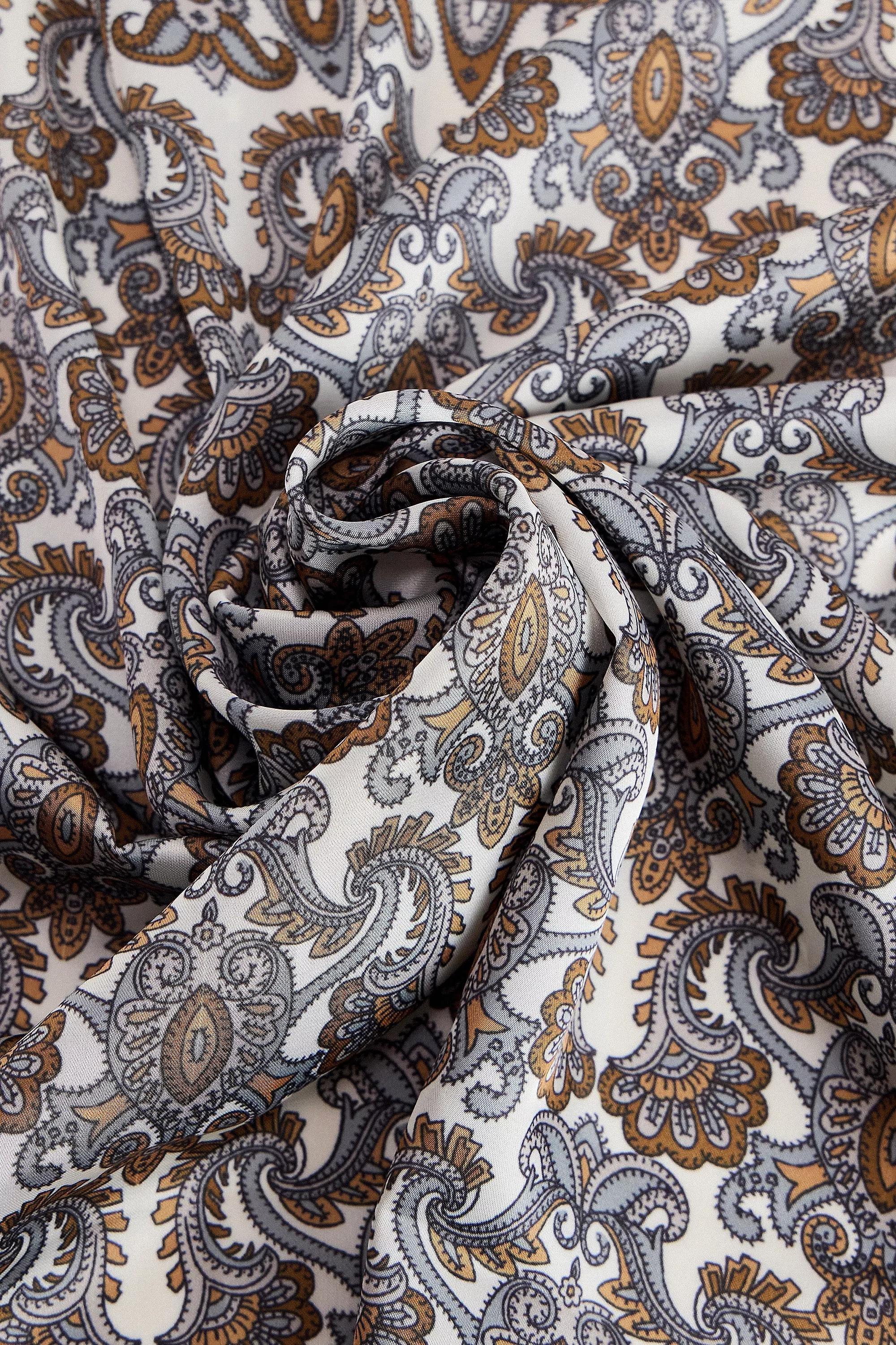 Multicolour UO Silky Ornate Headscarf, CREME, large image number 4