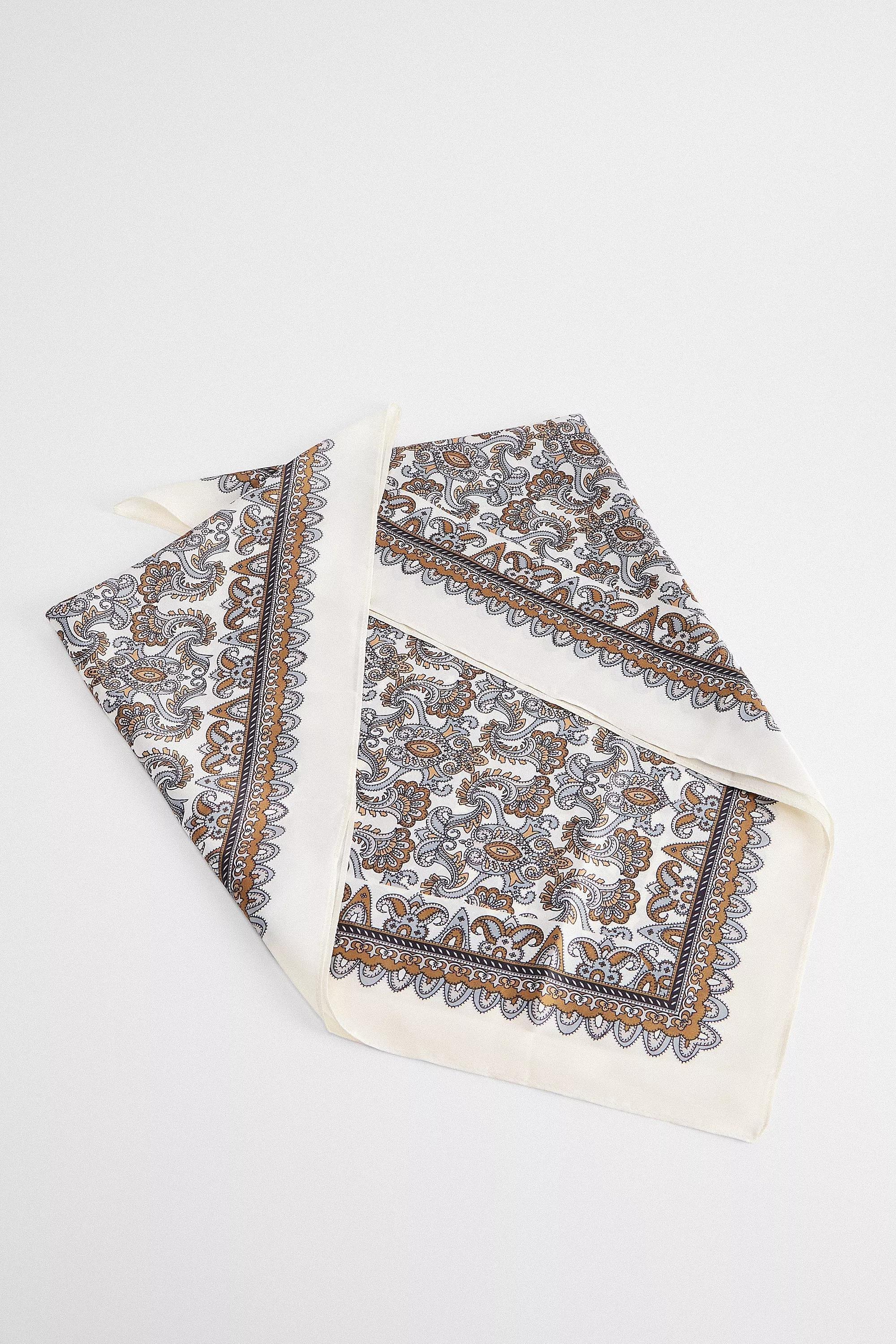 Multicolour UO Silky Ornate Headscarf, CREME, large image number 5