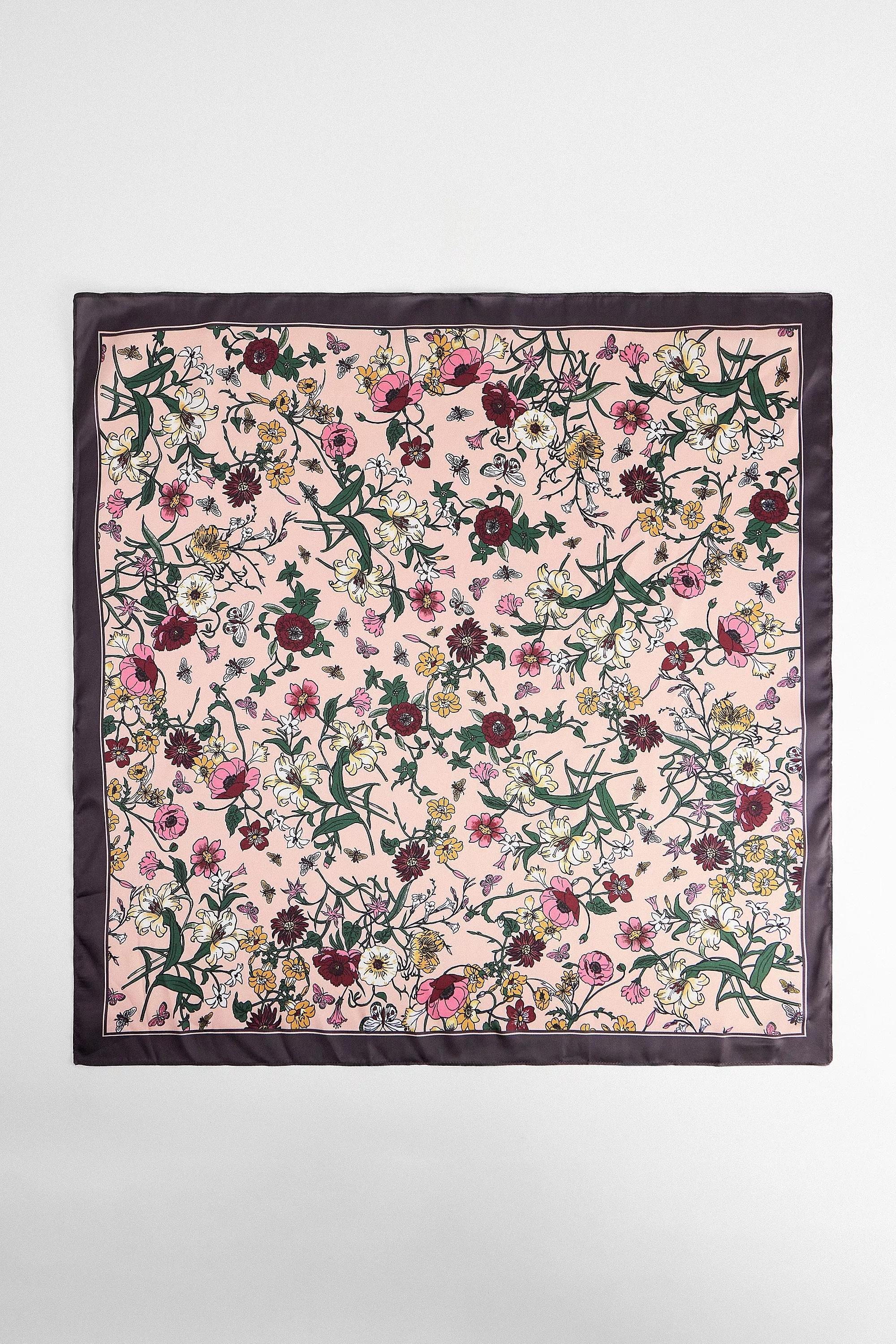 Pink Uo Silky Busy Floral Headscarf, PINK, large image number 2