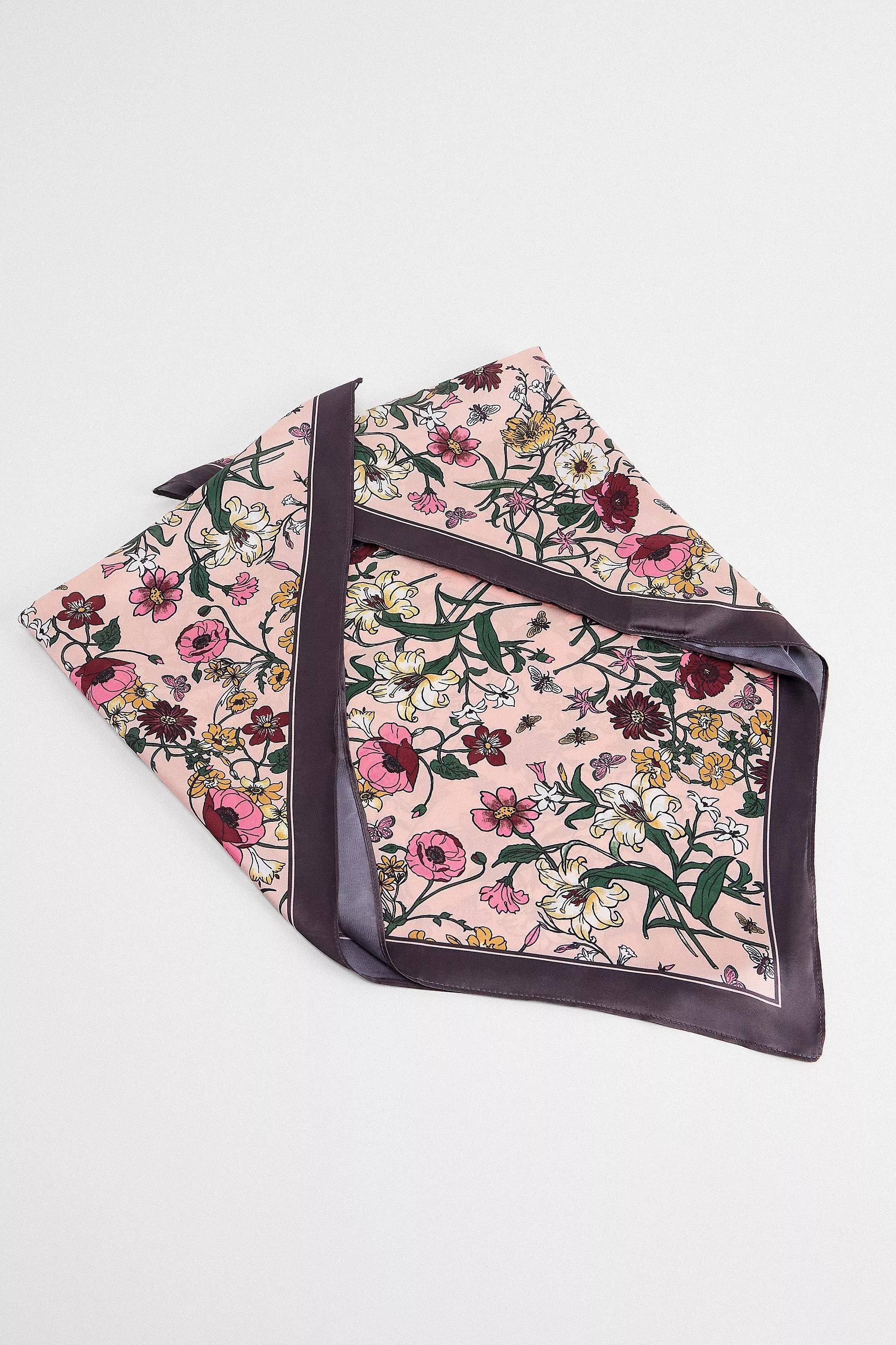 Pink Uo Silky Busy Floral Headscarf, PINK, large image number 4