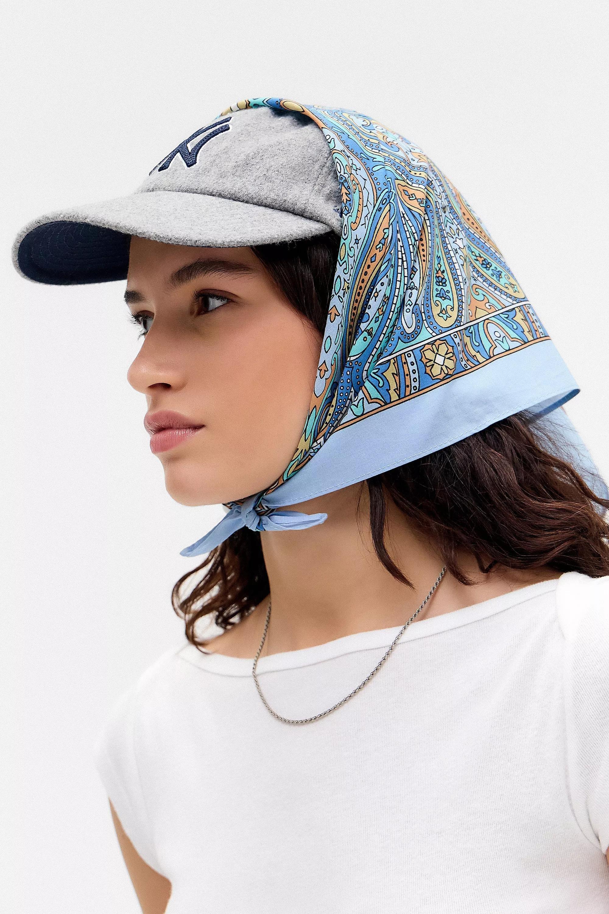 Blue UO Ornate Cotton Headscarf, BLUE, large image number 0