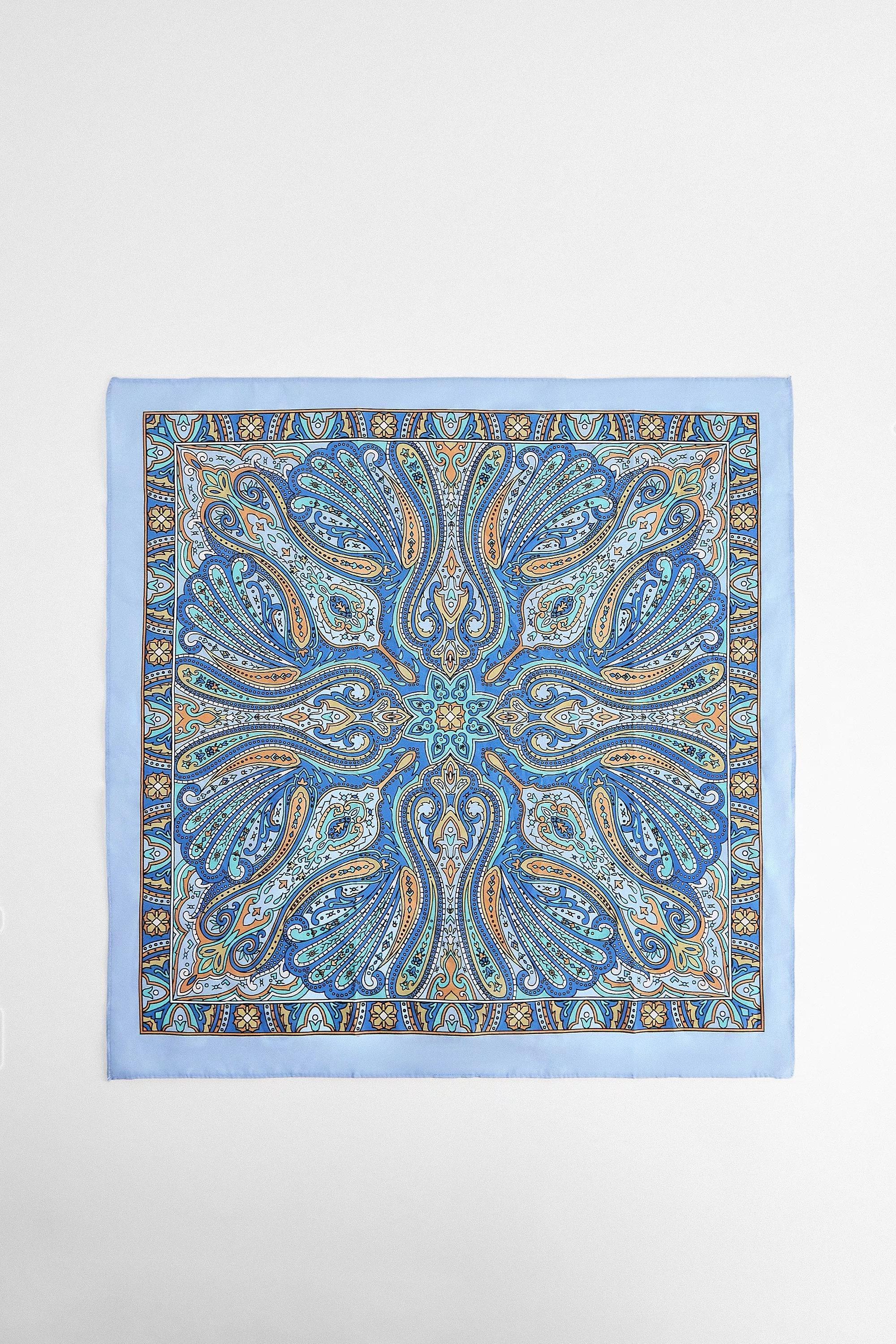 Blue UO Ornate Cotton Headscarf, BLUE, large image number 3