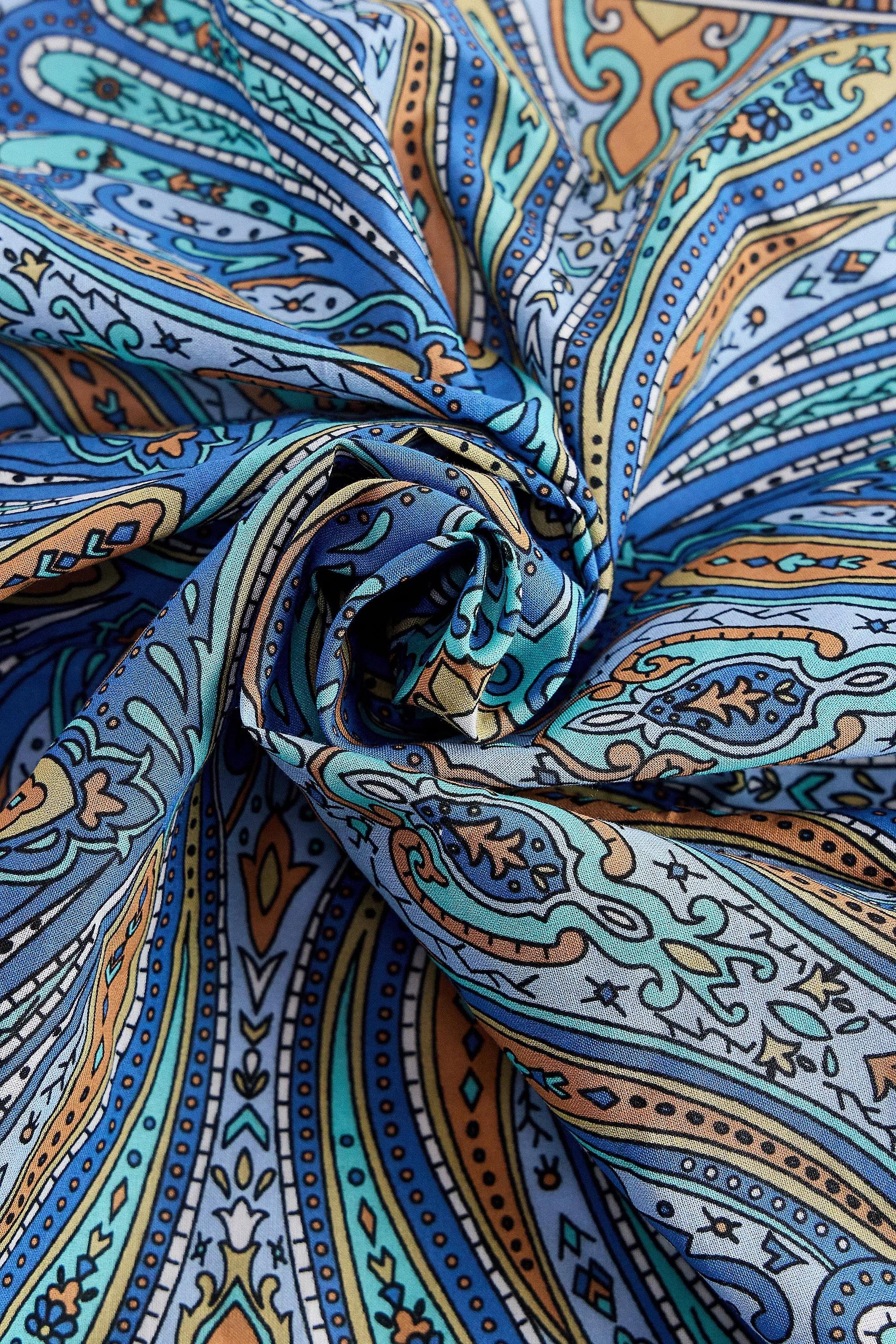 Blue UO Ornate Cotton Headscarf, BLUE, large image number 4