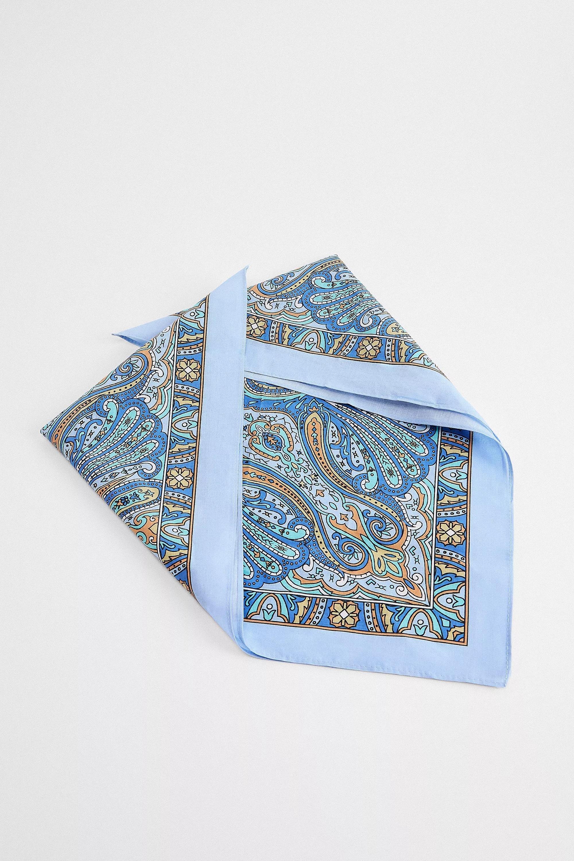 Blue UO Ornate Cotton Headscarf, BLUE, large image number 5