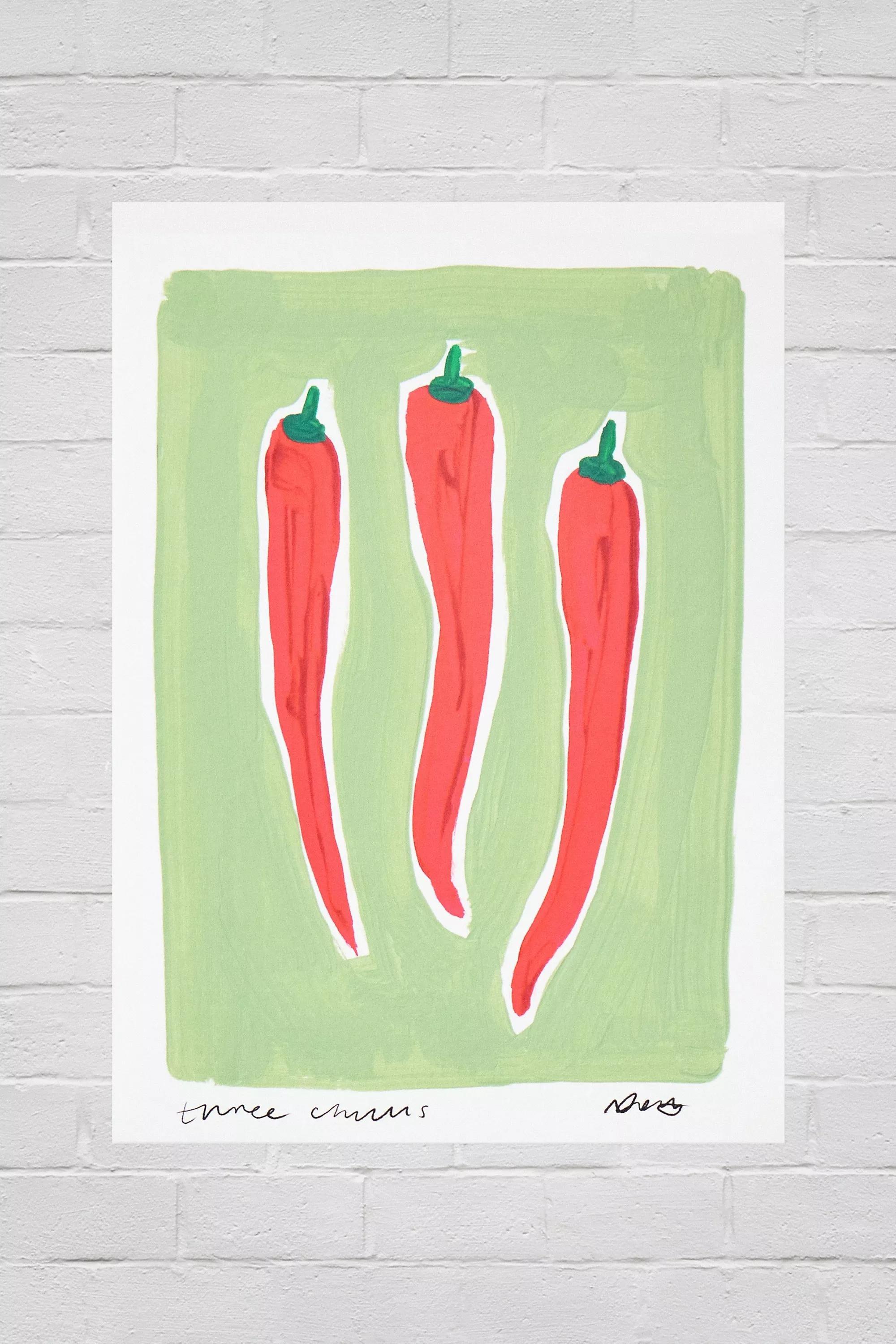 Multicolour Natalie Cass Art Chilli 30X40 Wall Art Print, , medium