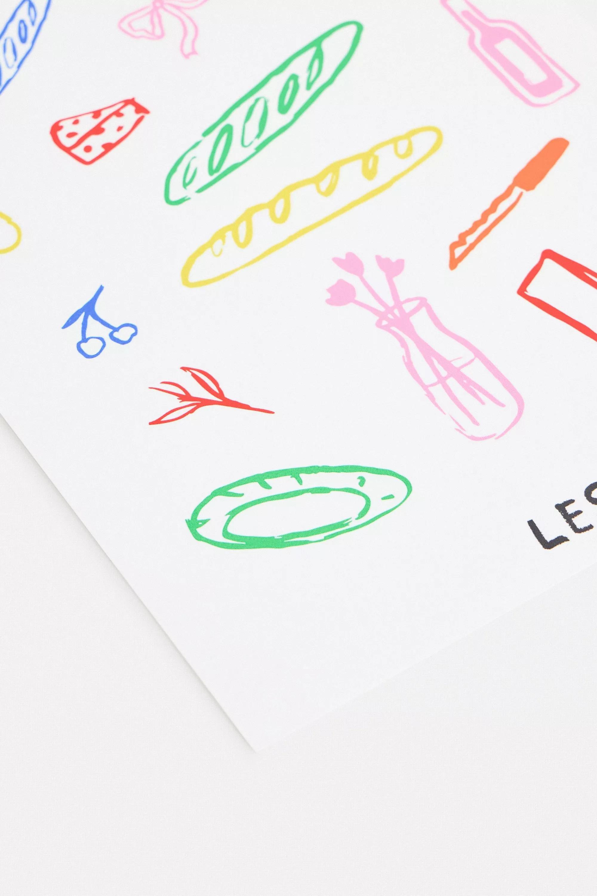 Multicolour Lune Club More Baguettes Less Regrets 30X40 Wall Art Print, ASSORT, large image number 1