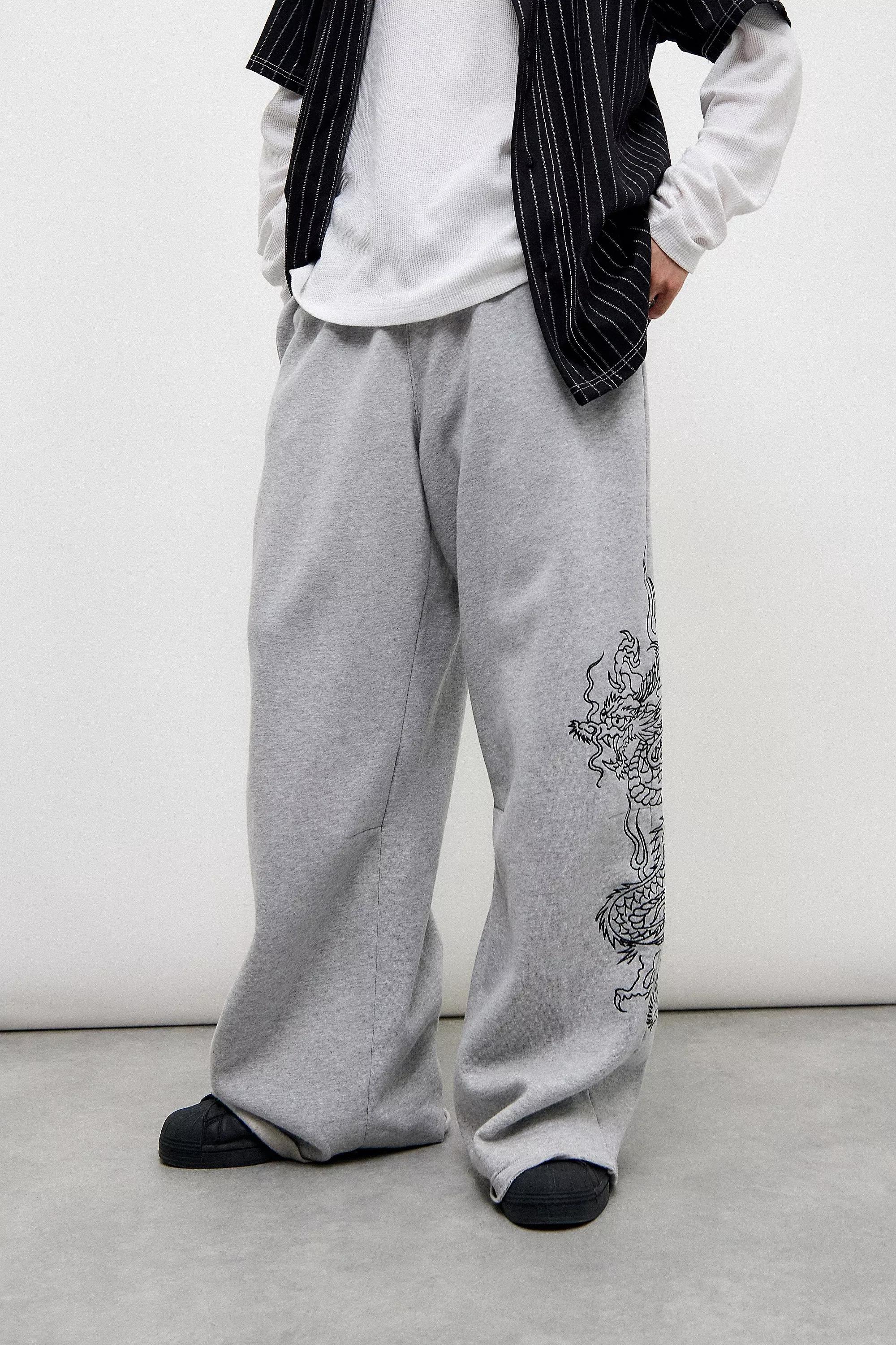 Grey Ed Hardy Uo Exclusive Dragon Wide Leg Joggers, , large image number 0